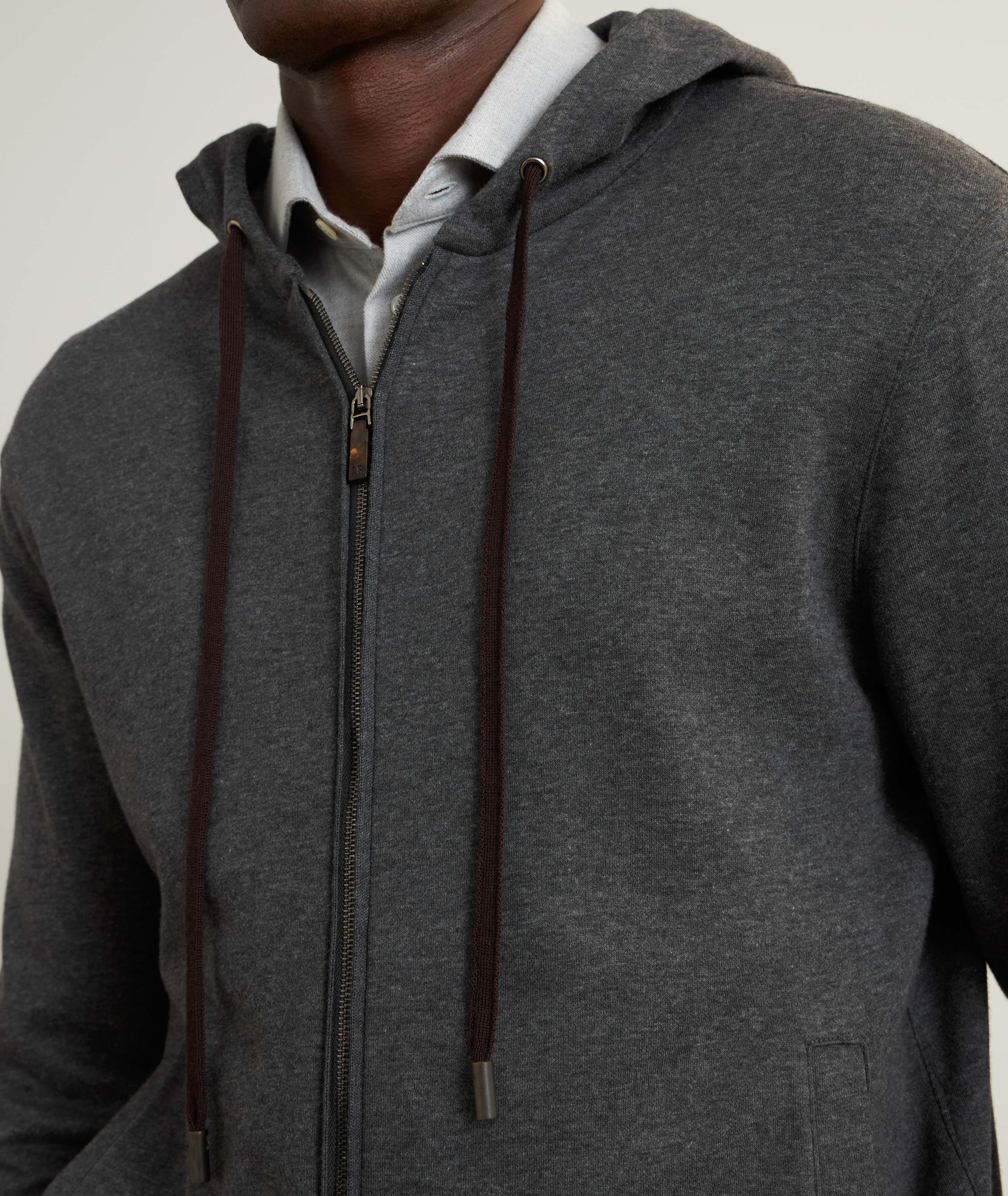 Cotton-Cashmere Full-Zip Hooded Sweater image 3