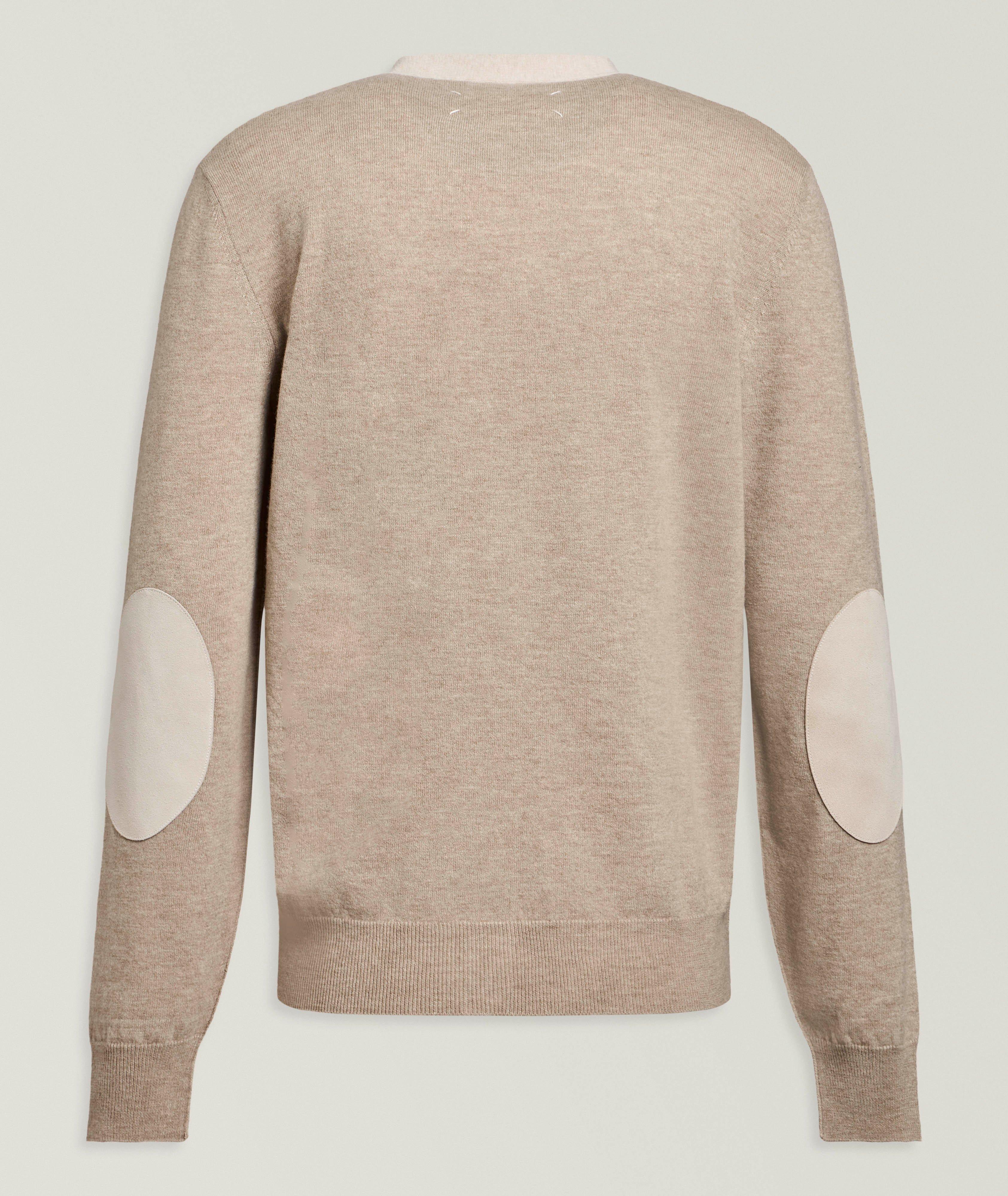 Elbow Patch Wool Cardigan Sweater image 1