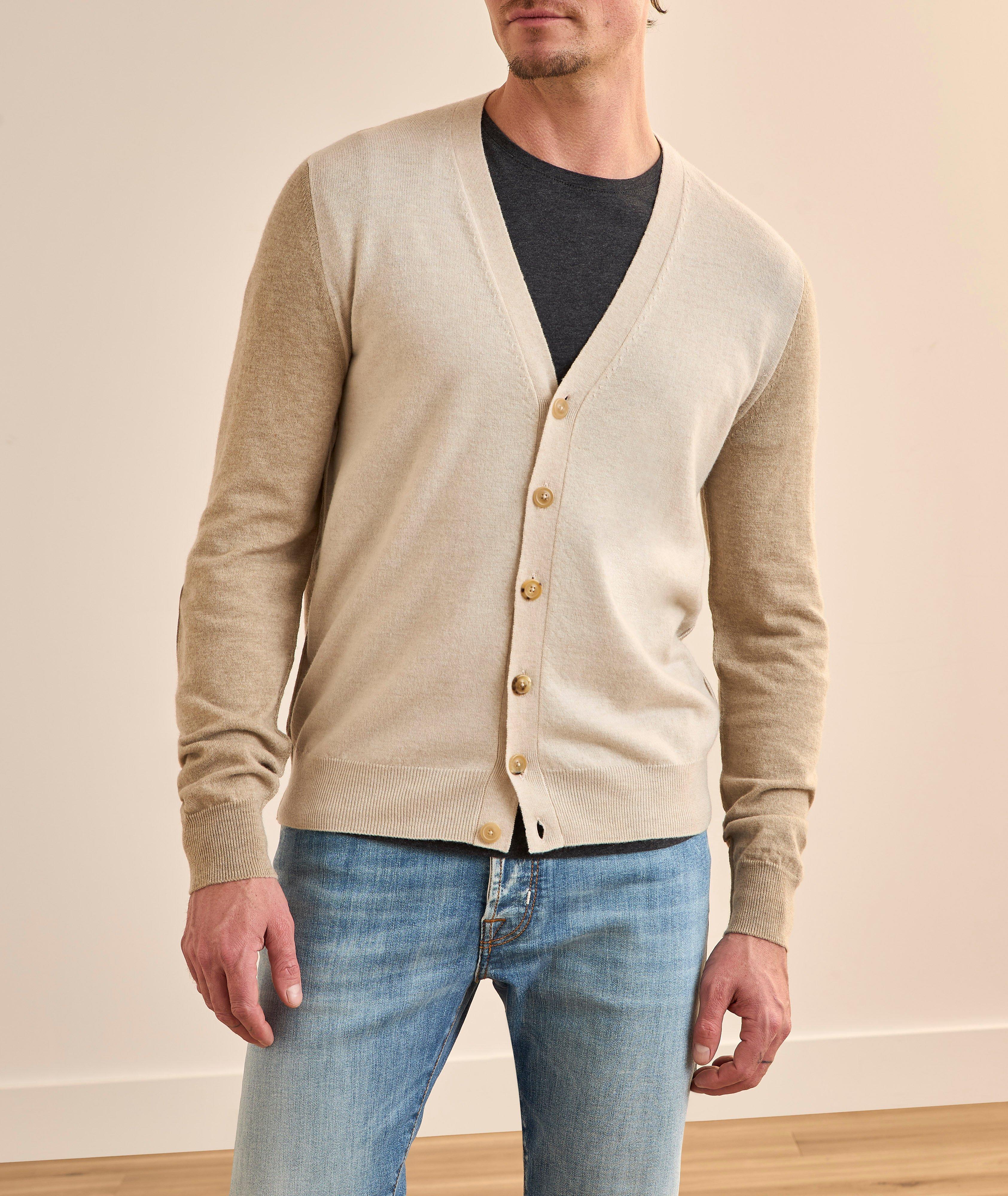 Elbow Patch Wool Cardigan Sweater image 2