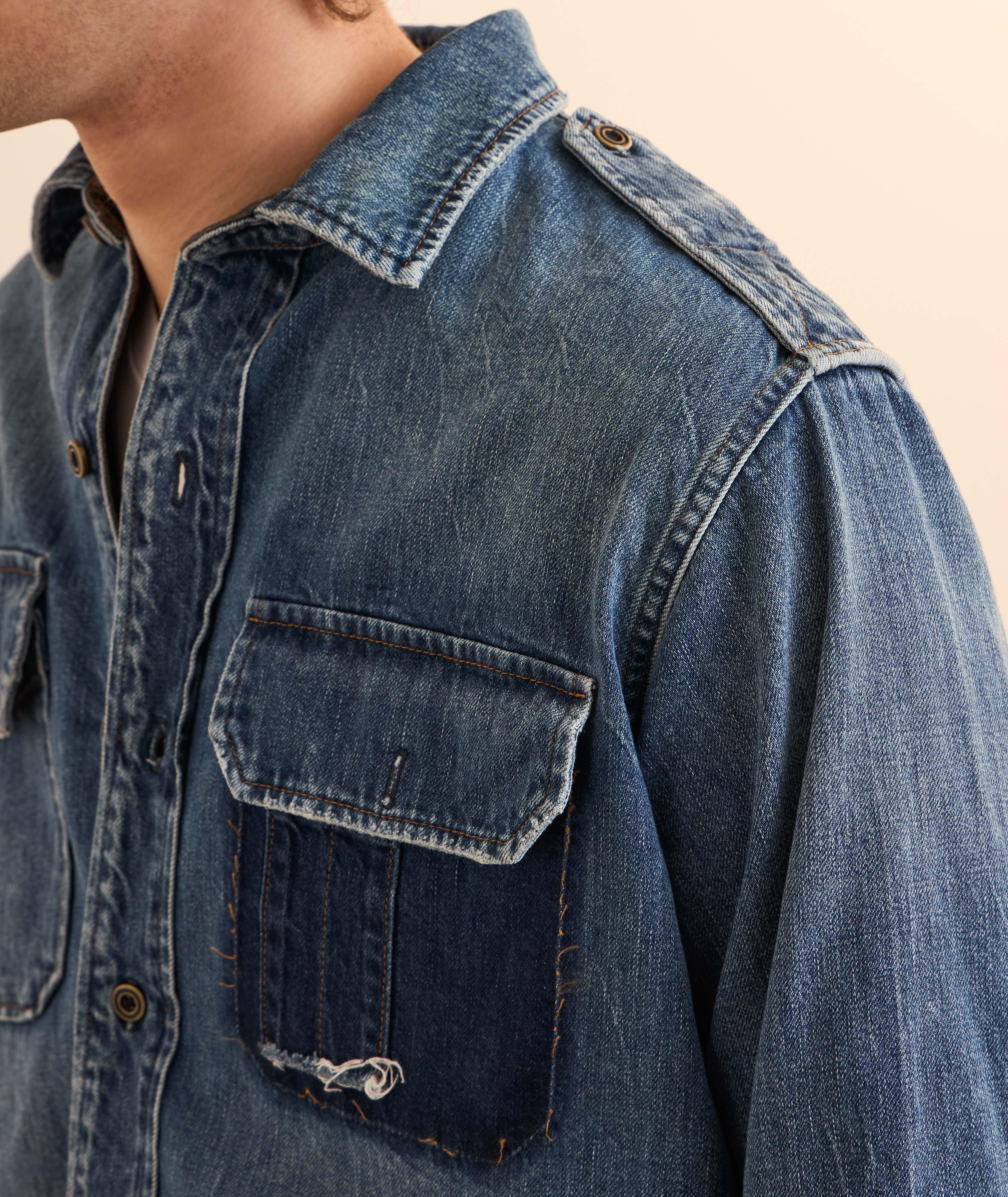 Surchemise en denim effet usé image 3