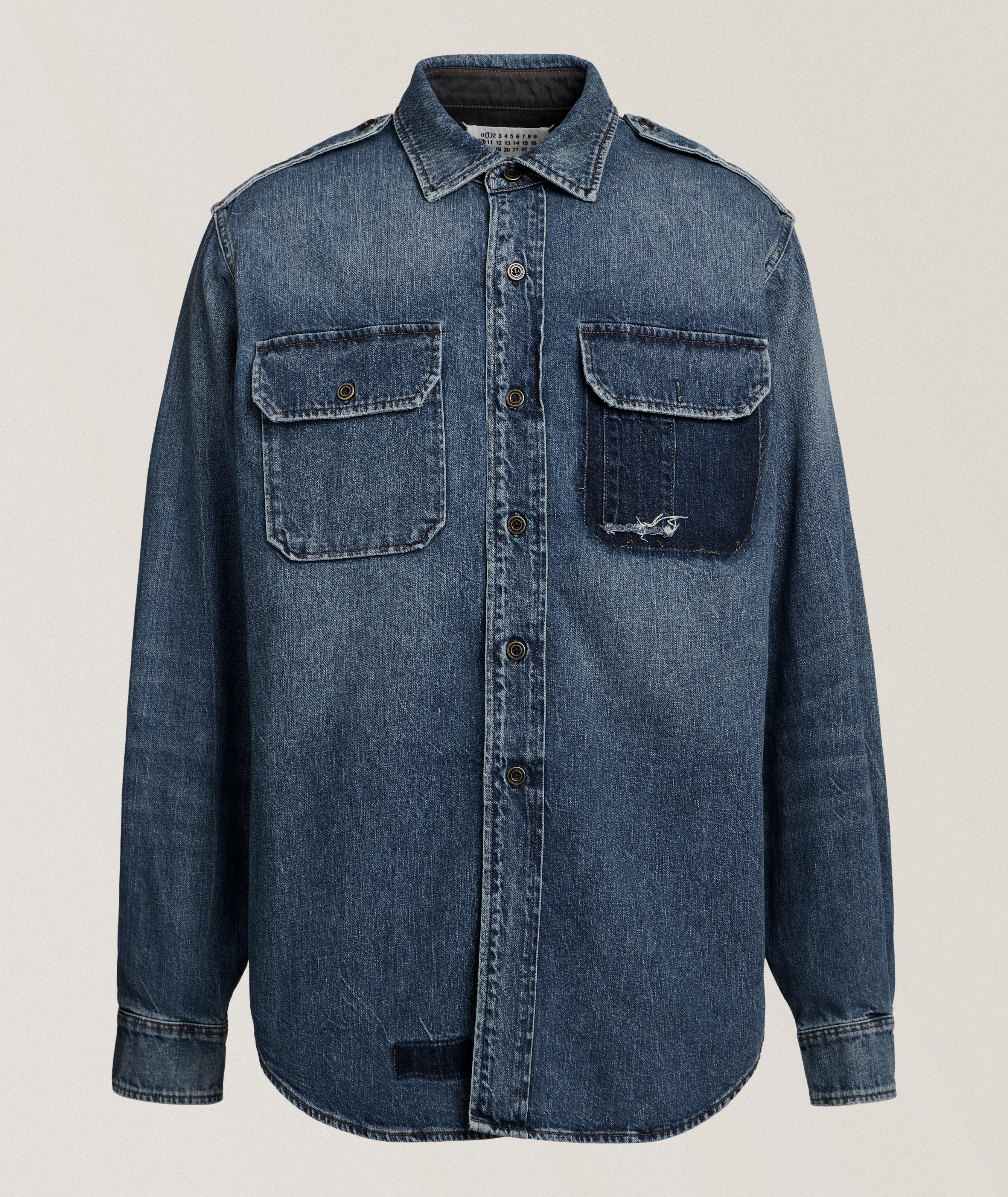 Distressed Denim Overshirt image 0