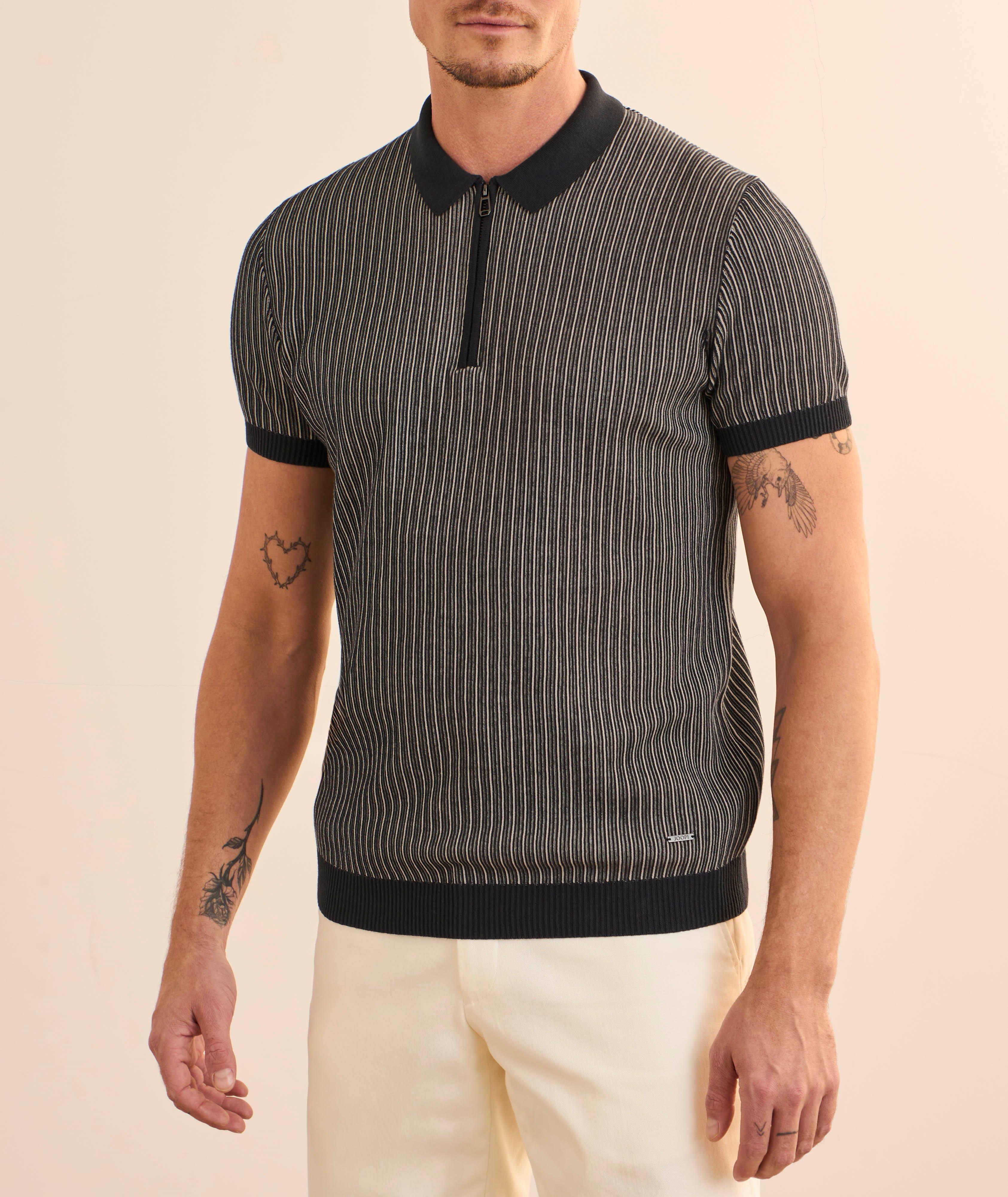 Striped Cotton Quarter-Zip Polo image 1
