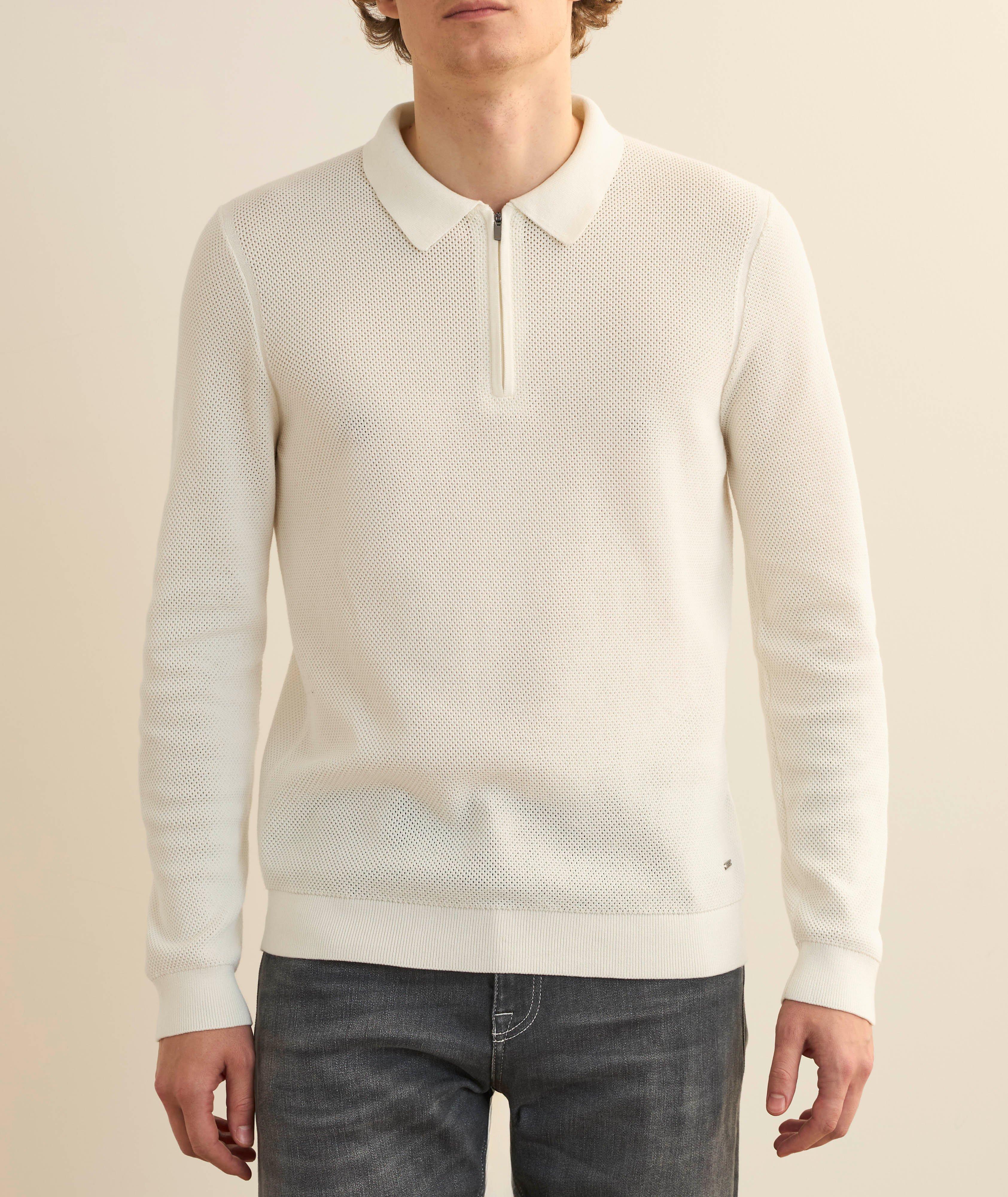 Mercerized Cotton-Blend Quarter-Zip Polo  image 1