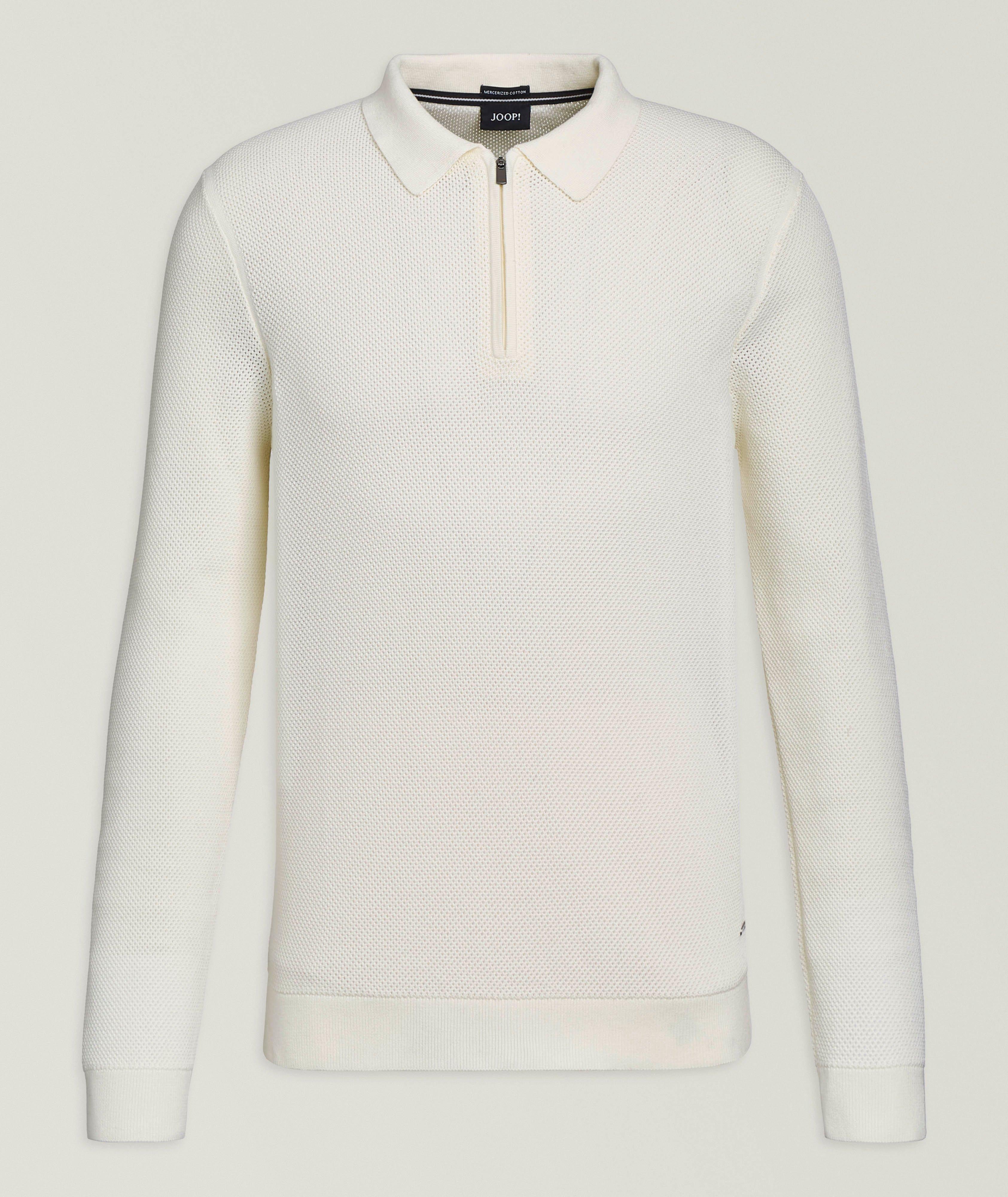 Mercerized Cotton-Blend Quarter-Zip Polo  image 0
