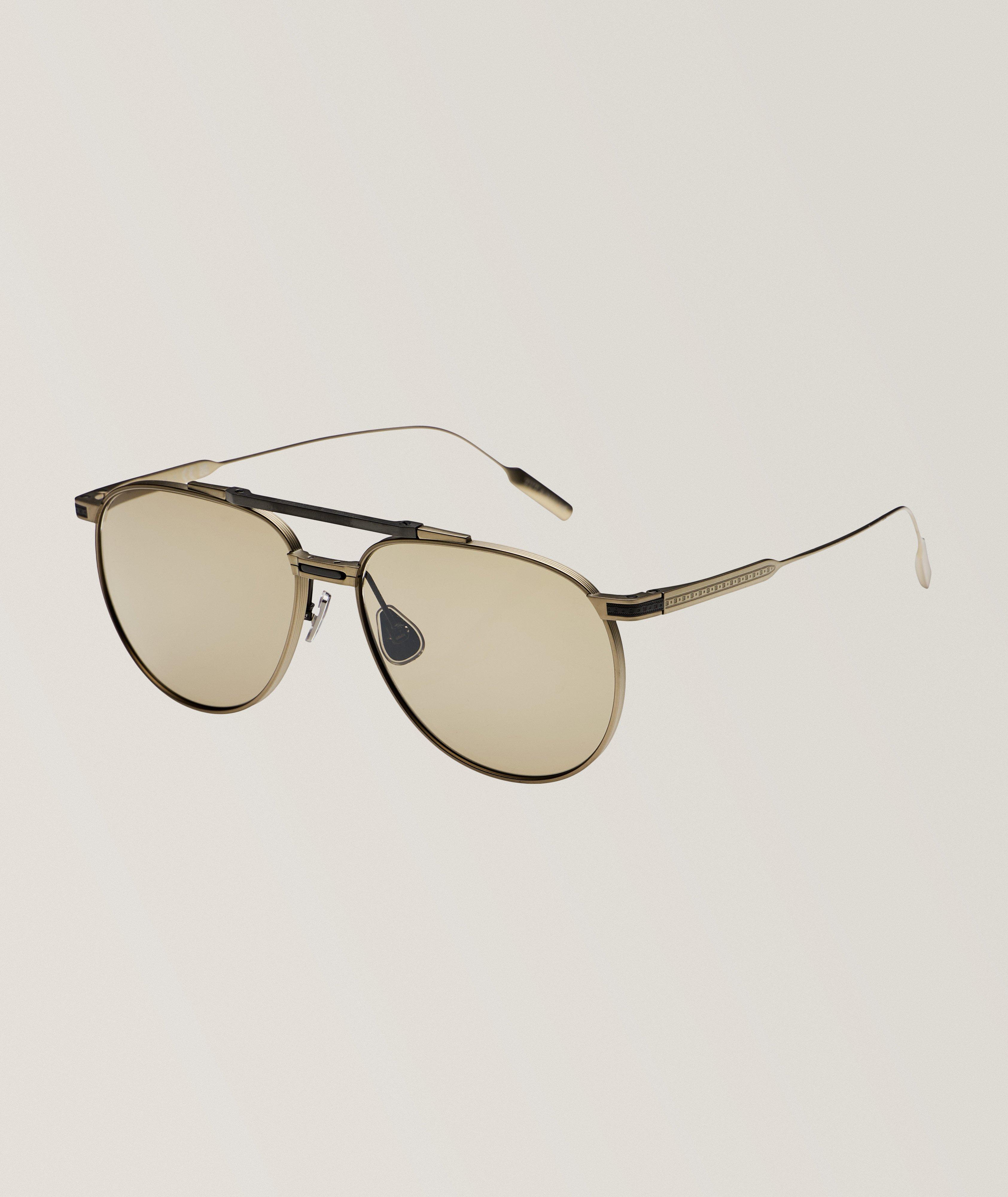 Intarsia Rays Aviator Titanium Sunglasses image 0