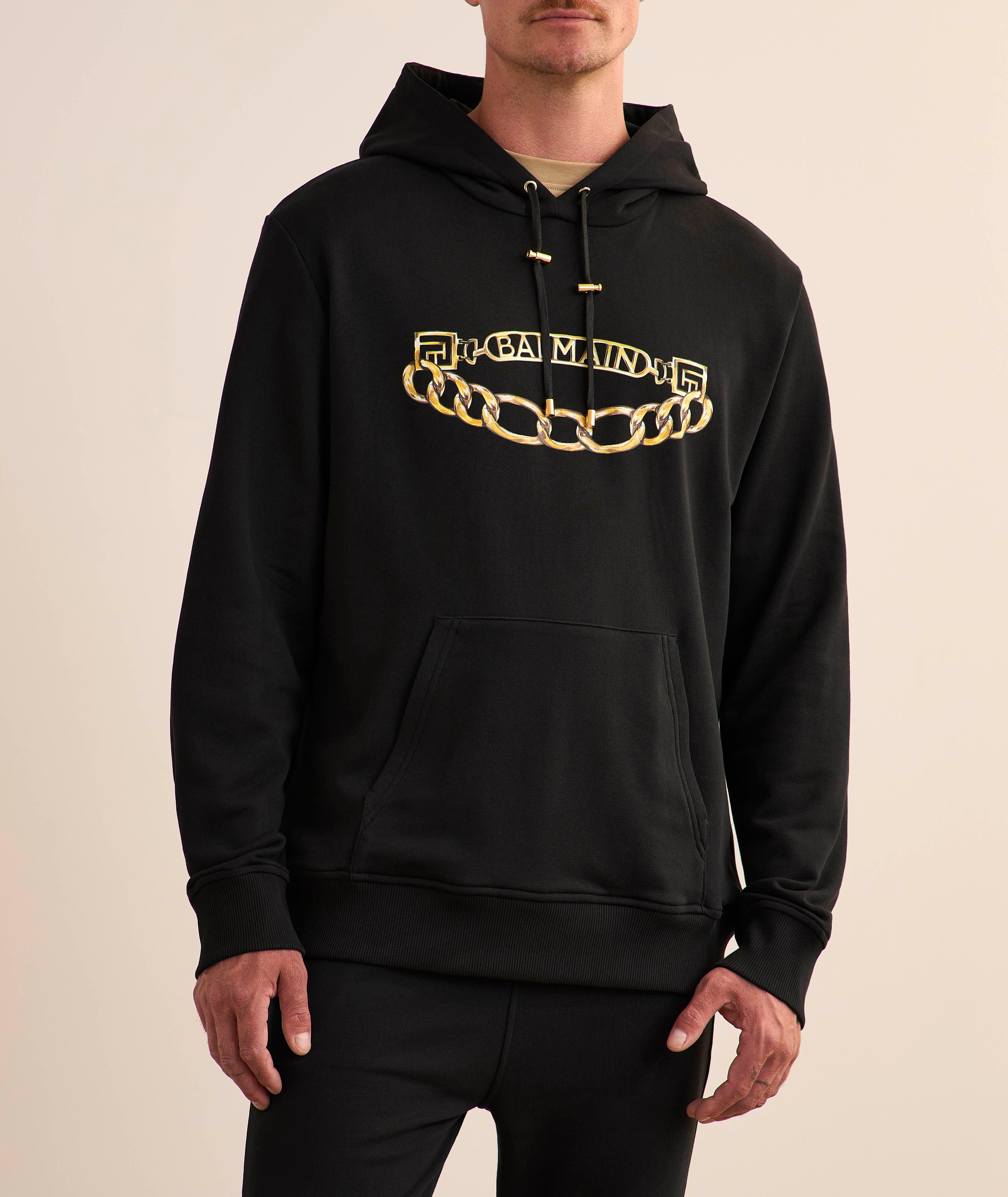 Chain Logo Stretch-Cotton Hooded Sweater image 1
