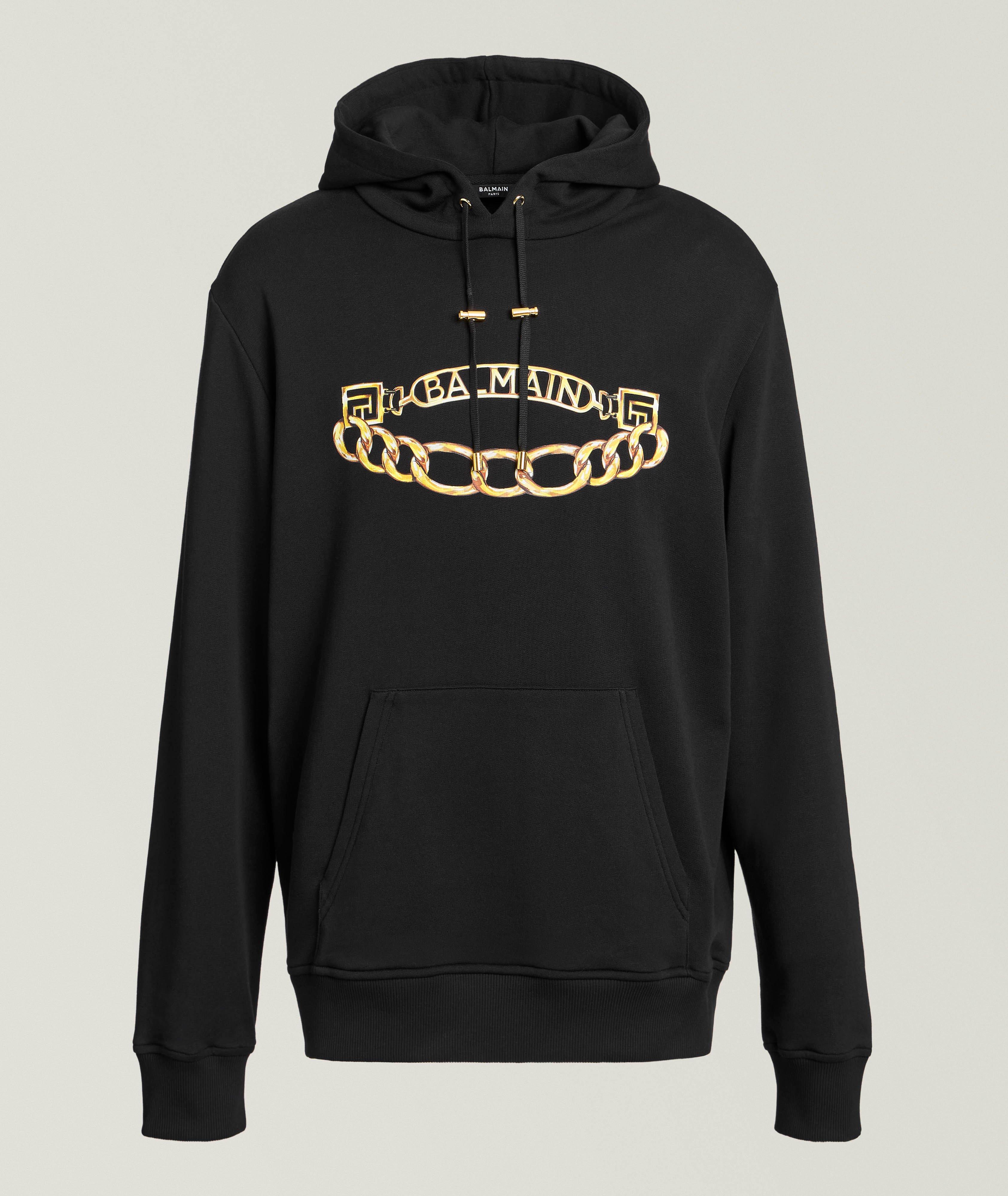 Chain Logo Stretch-Cotton Hooded Sweater image 0