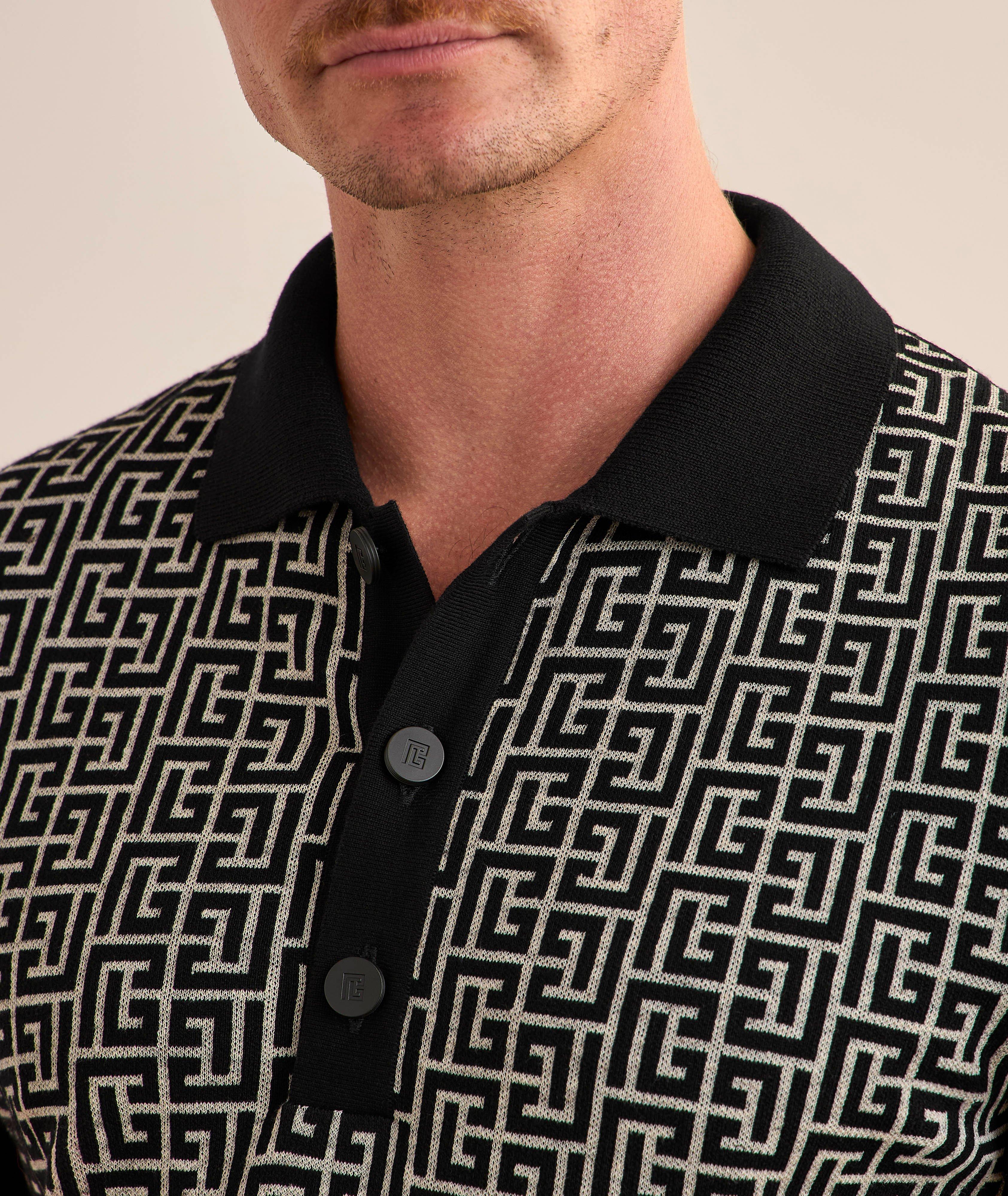 Monogram Cotton-Blend Knit Polo  image 4