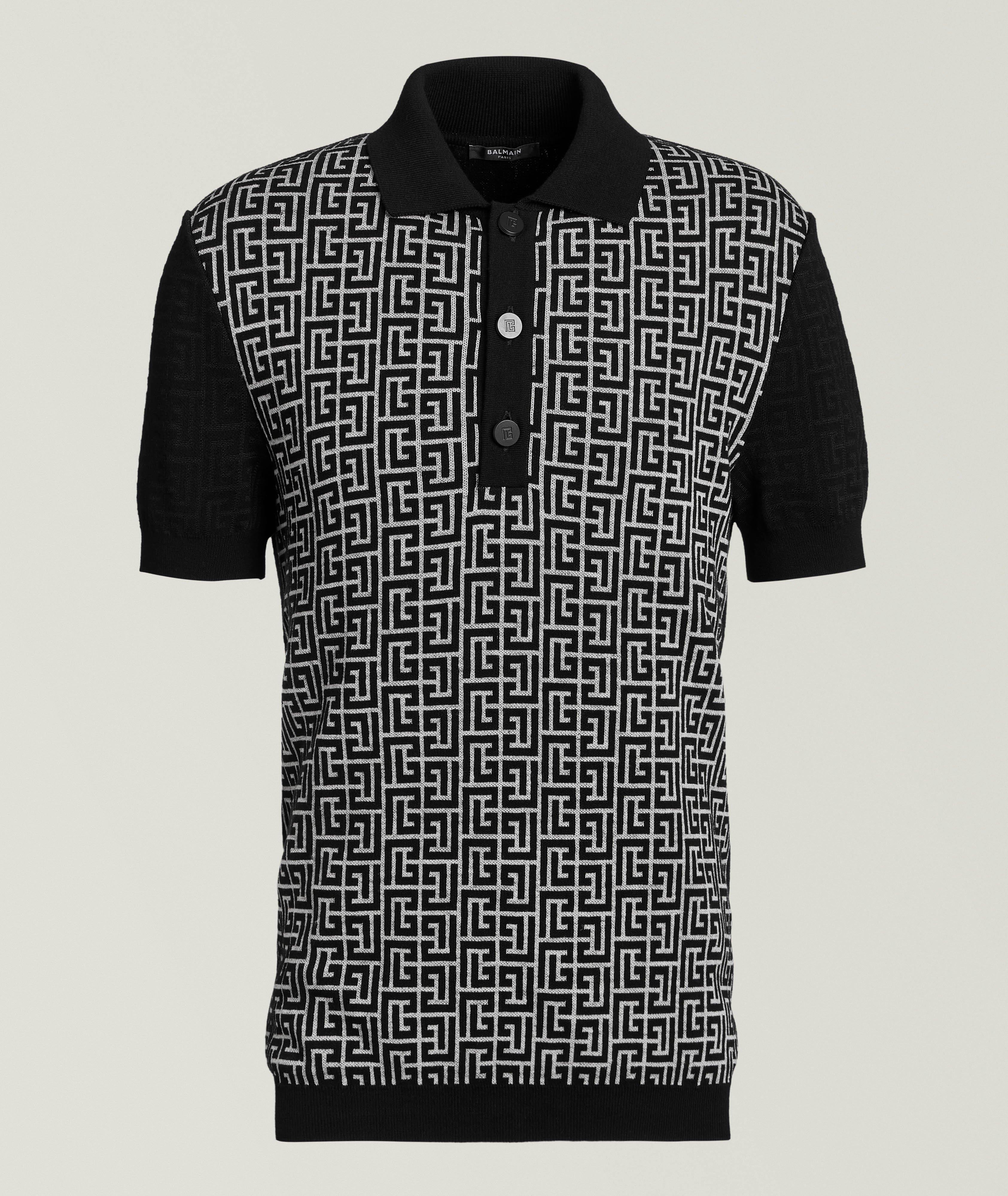 Monogram Cotton-Blend Knit Polo  image 0