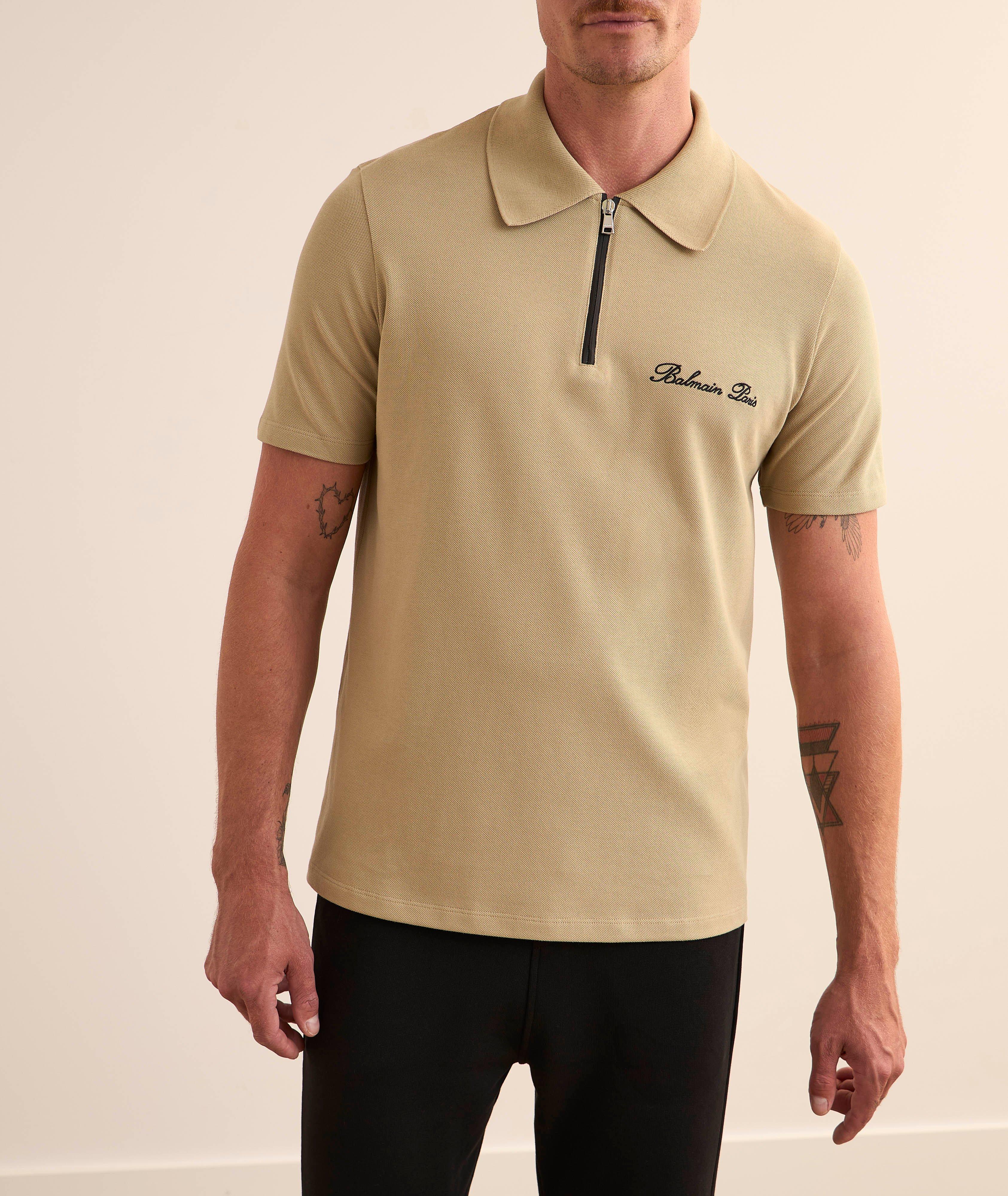 Polo en piqué de coton à glissière image 1