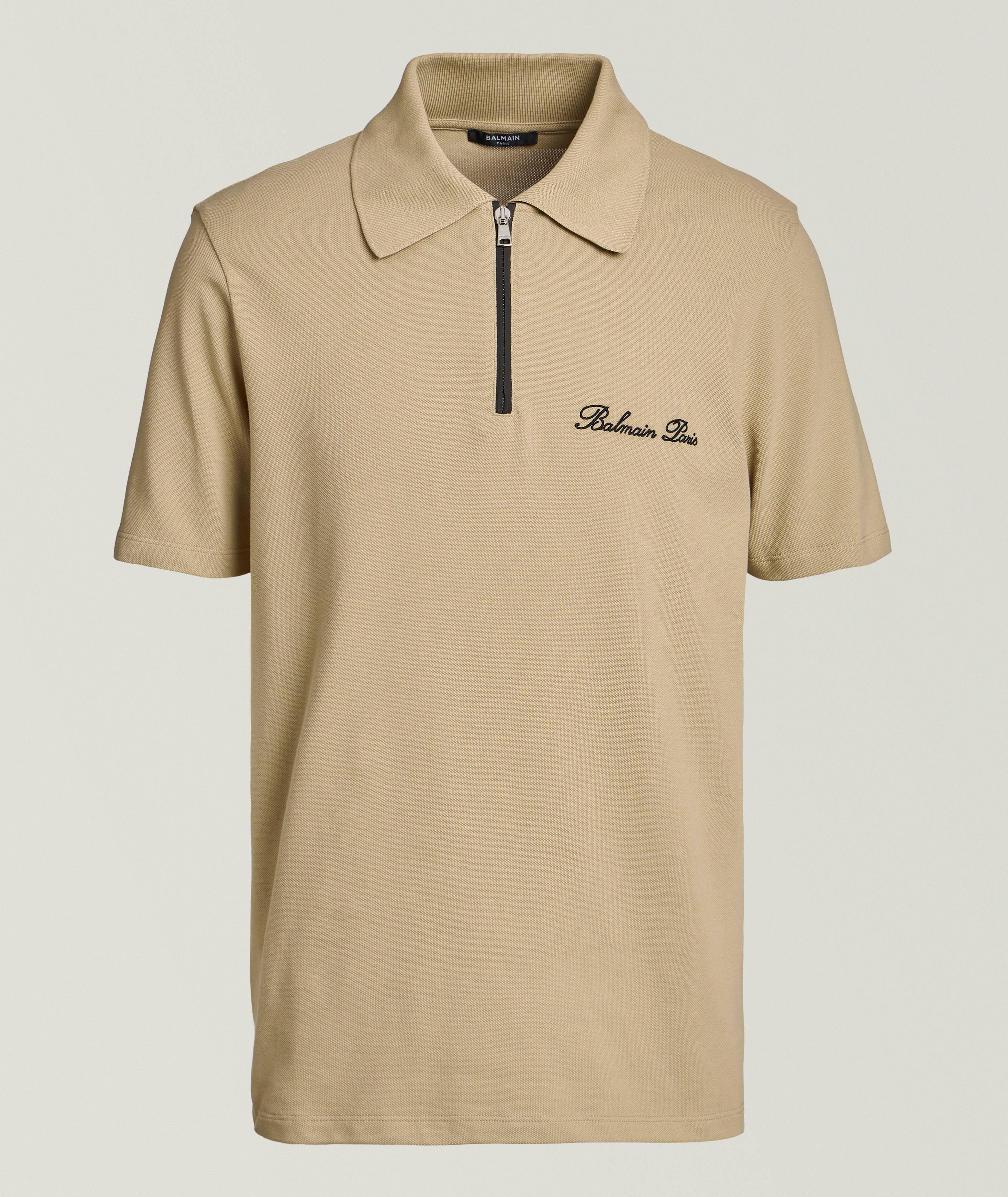 Polo en piqué de coton à glissière image 0