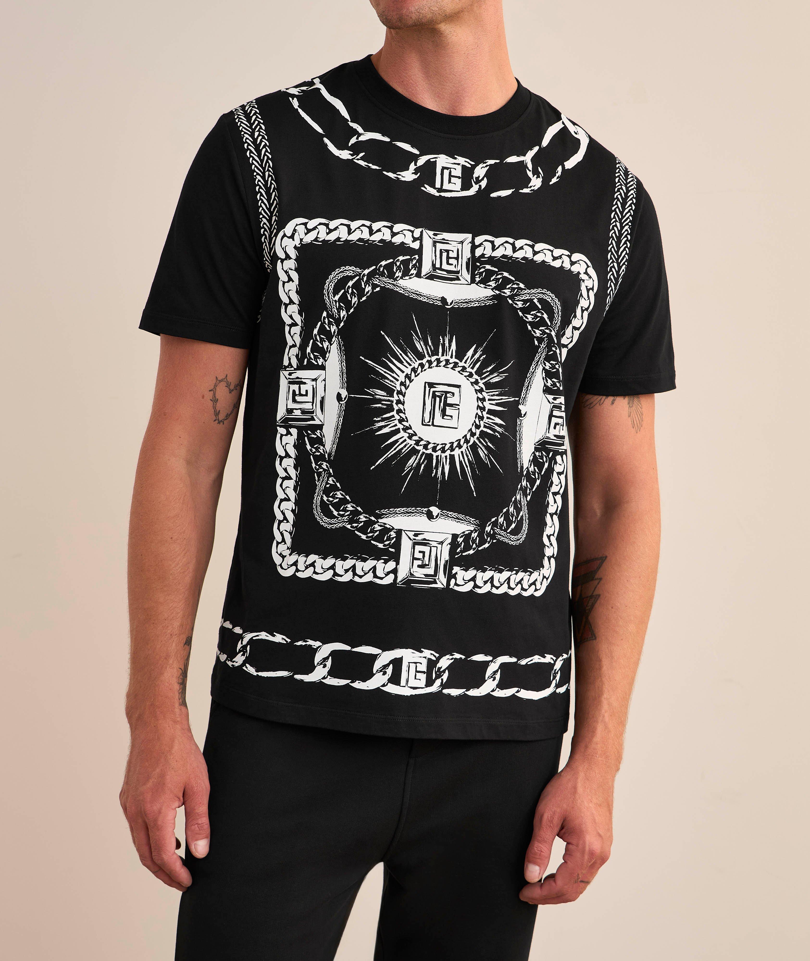 Chain-Print Stretch-Cotton T-Shirt  image 2