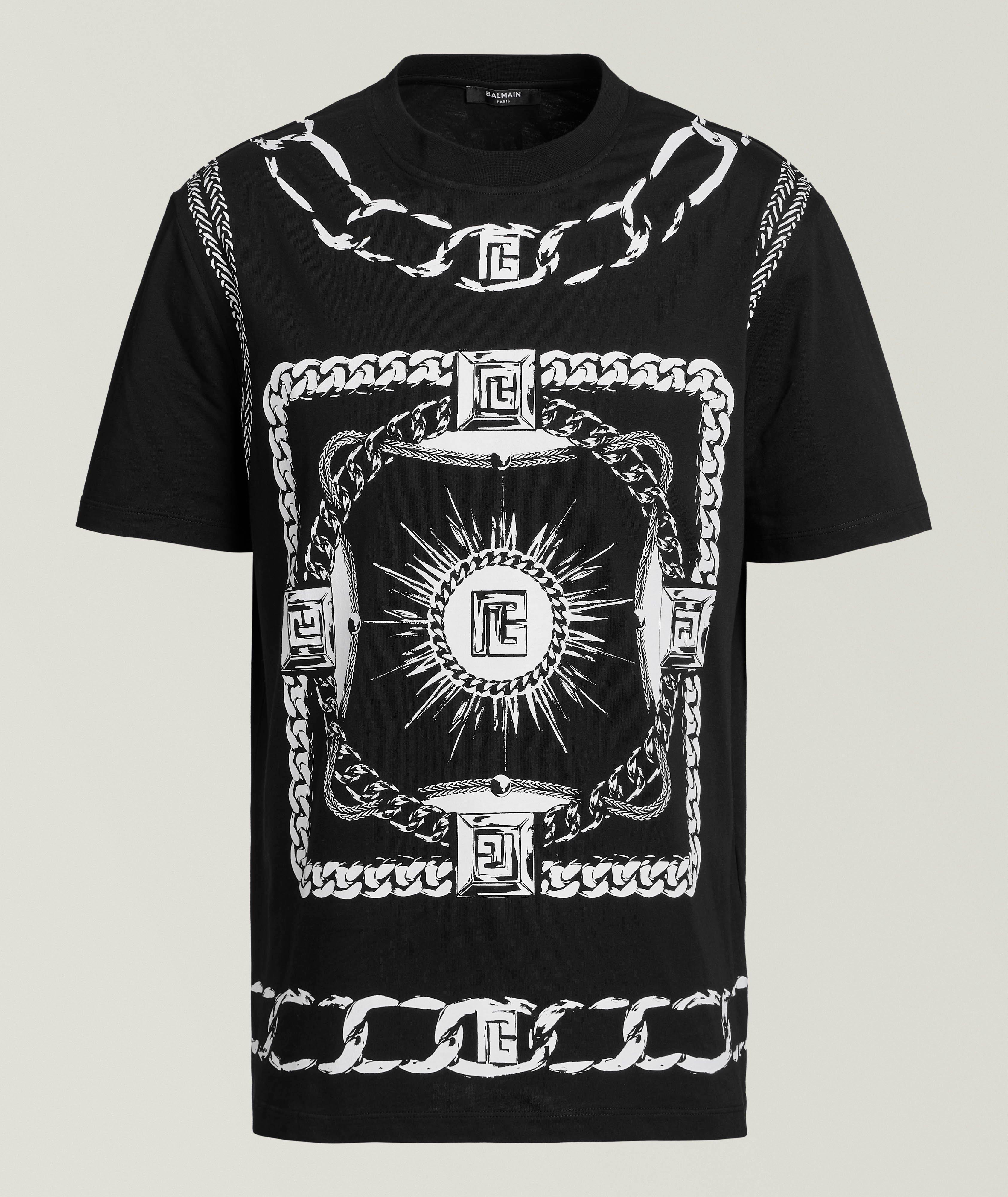 Chain-Print Stretch-Cotton T-Shirt  image 0