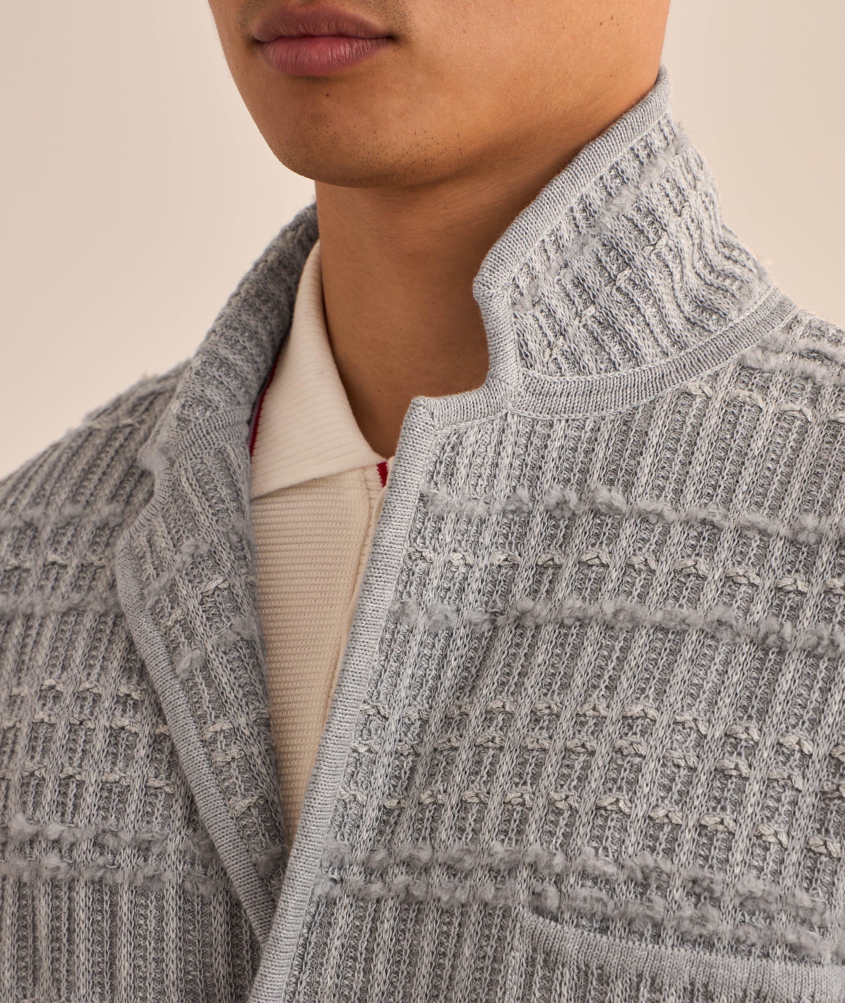 Seersucker Knit Tweed Jacquard Cardigan  image 3