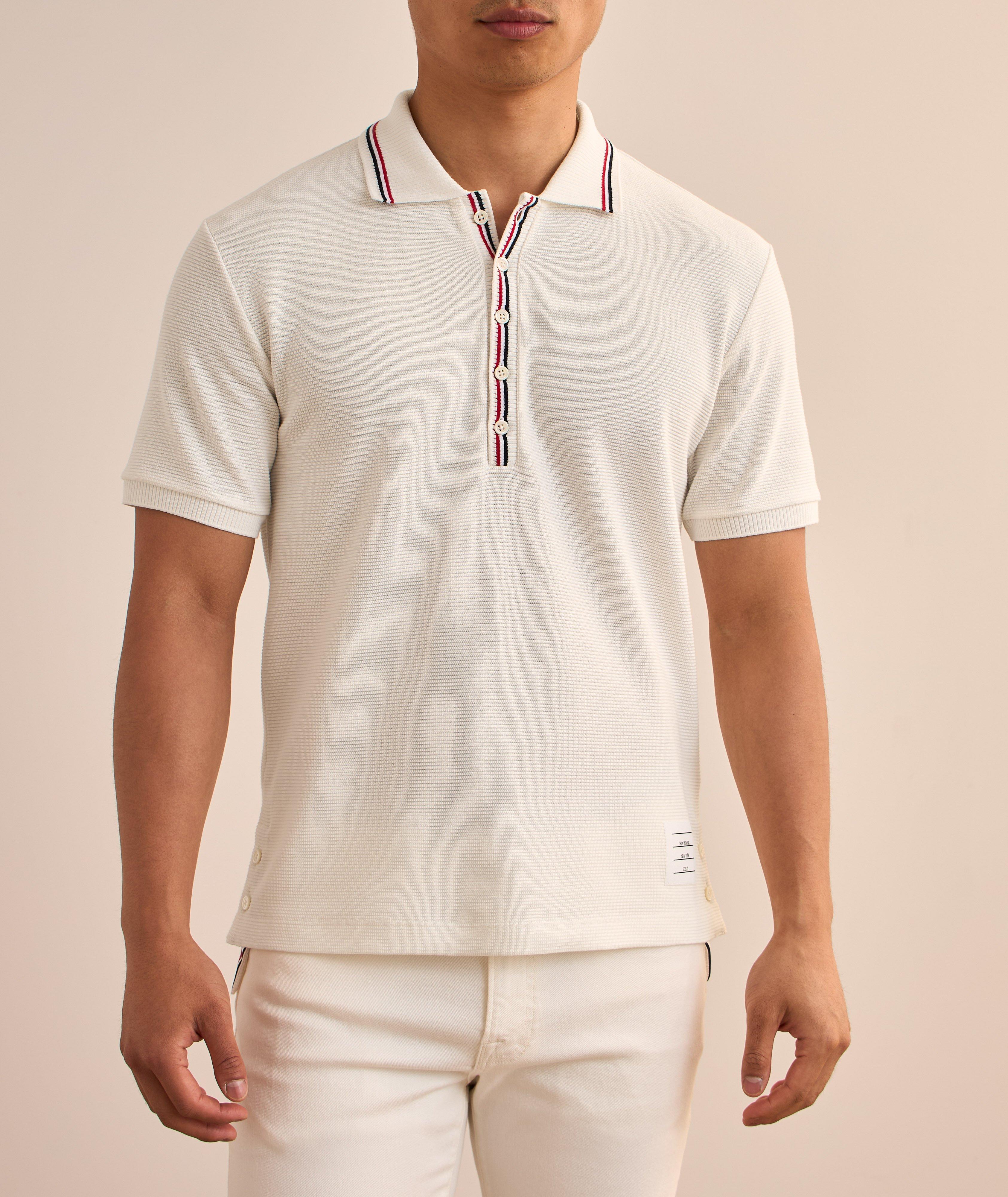 Polo en tricot gaufré à détails contrastants image 1