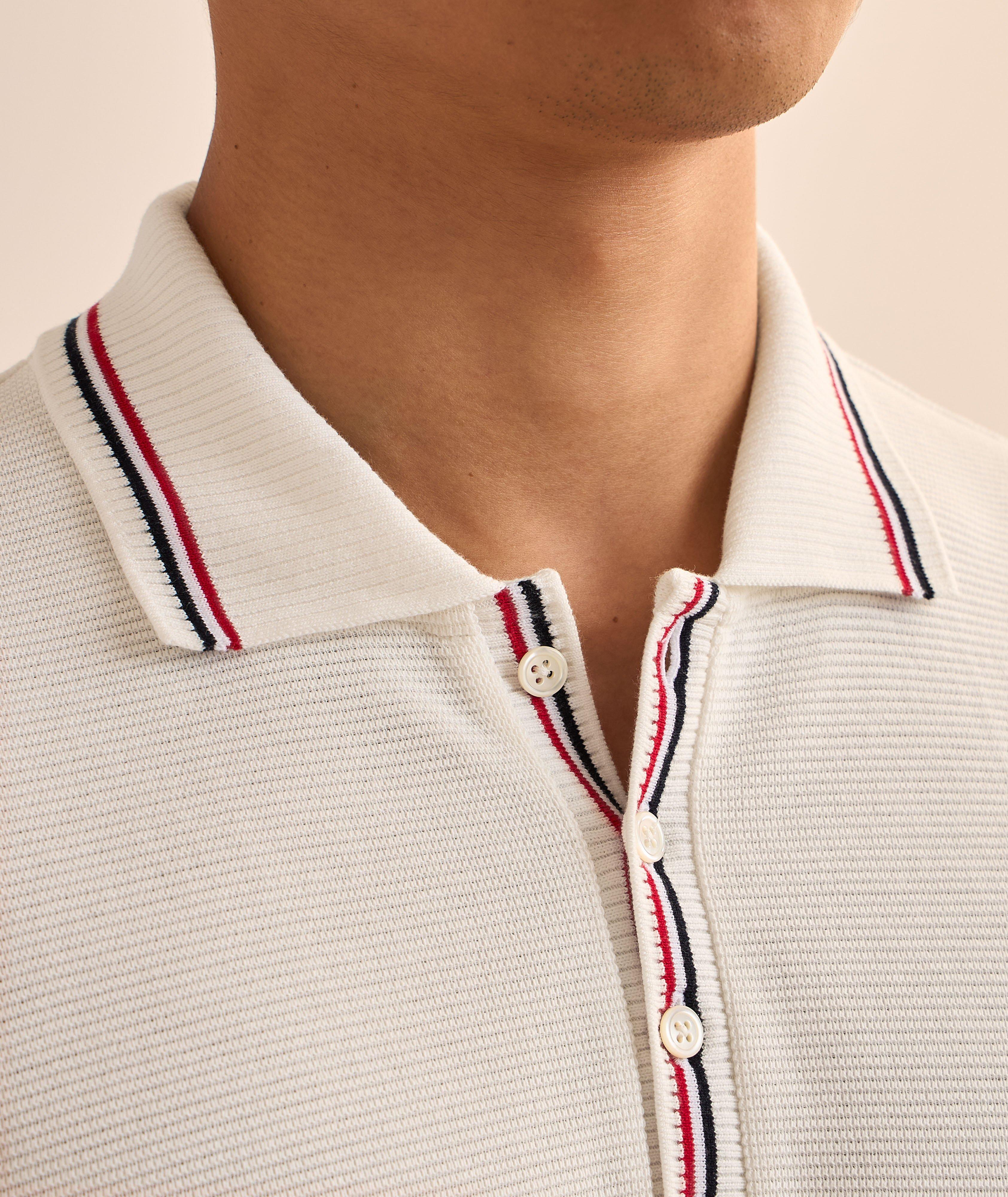 Polo en tricot gaufré à détails contrastants image 3
