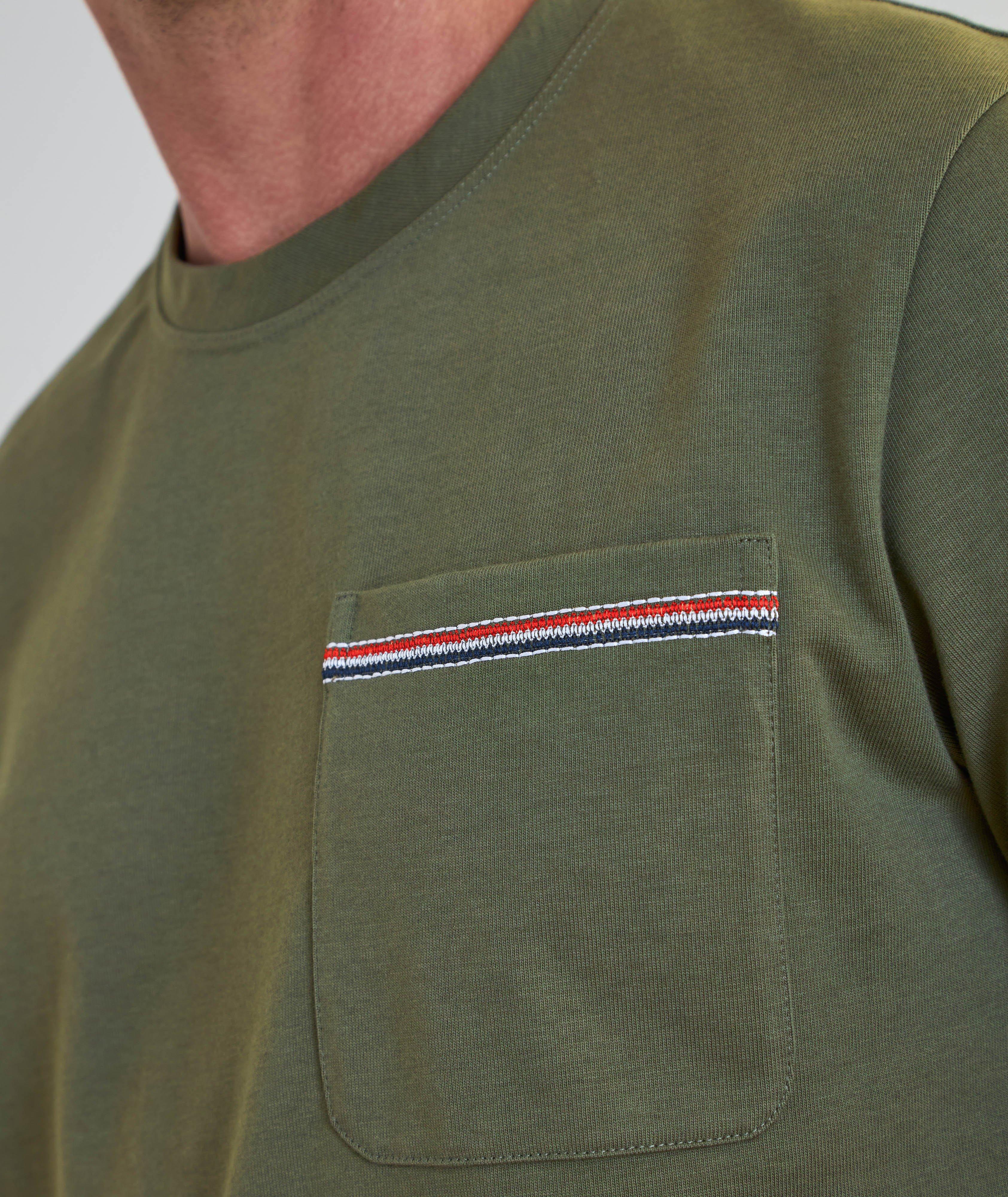 T-shirt à col rond en coton à bordures rayées image 4