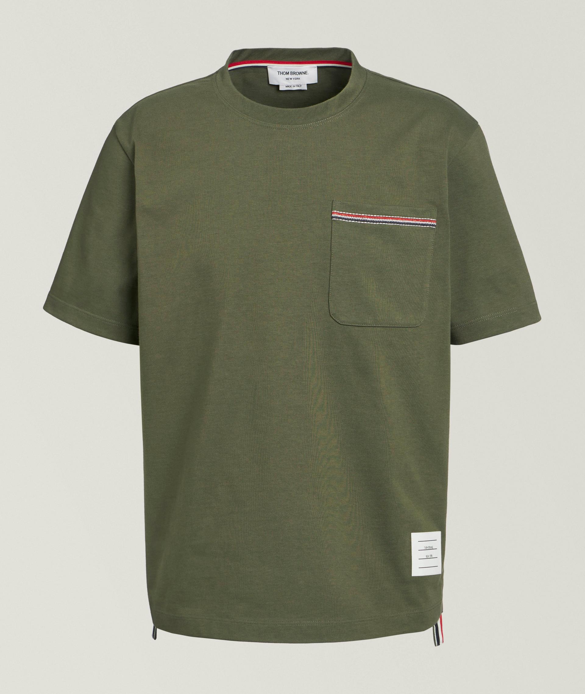 Striped-Trim Cotton Crewneck T-Shirt  image 0