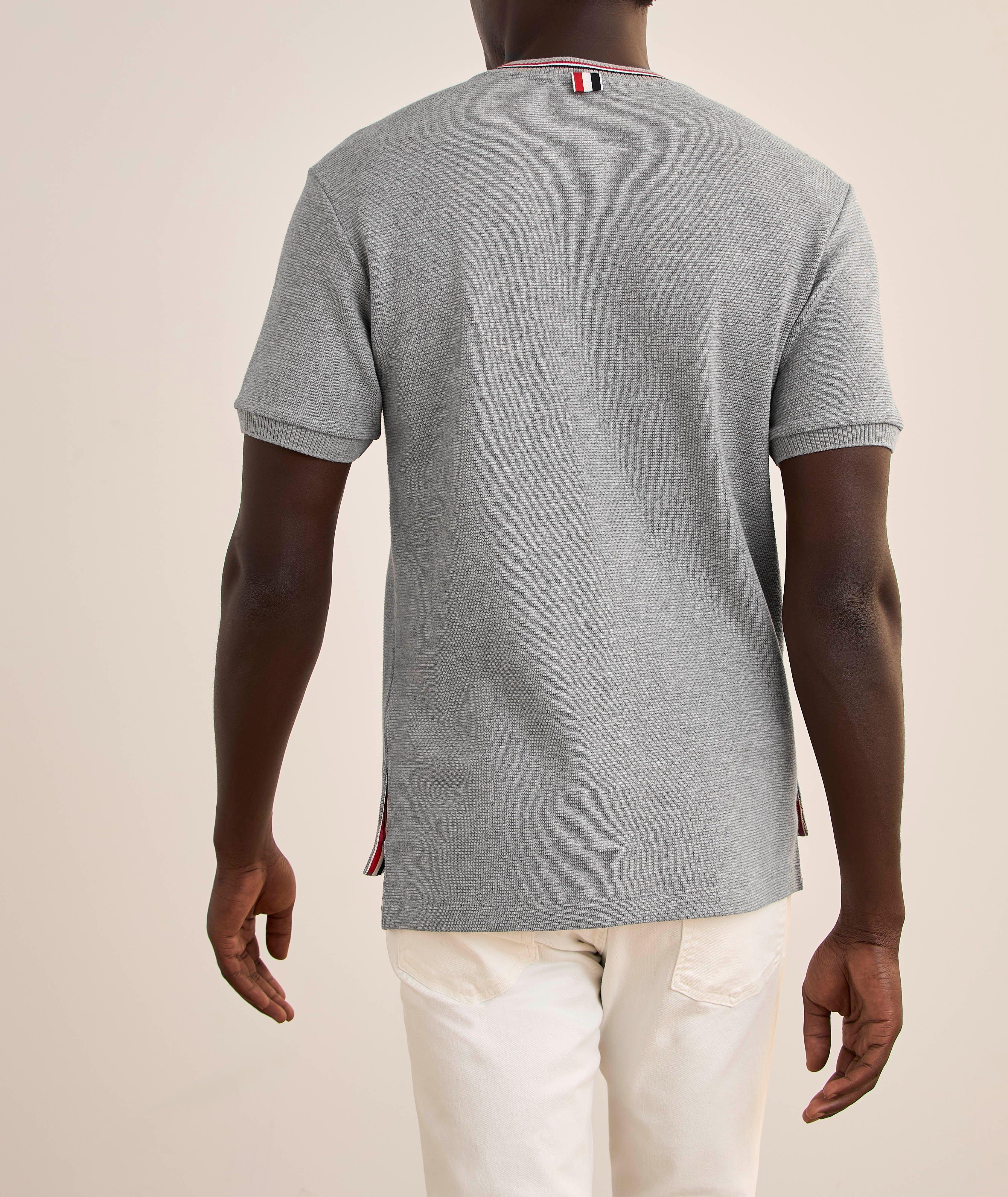 Striped Trim Cotton Waffle-Knit T-Shirt image 2