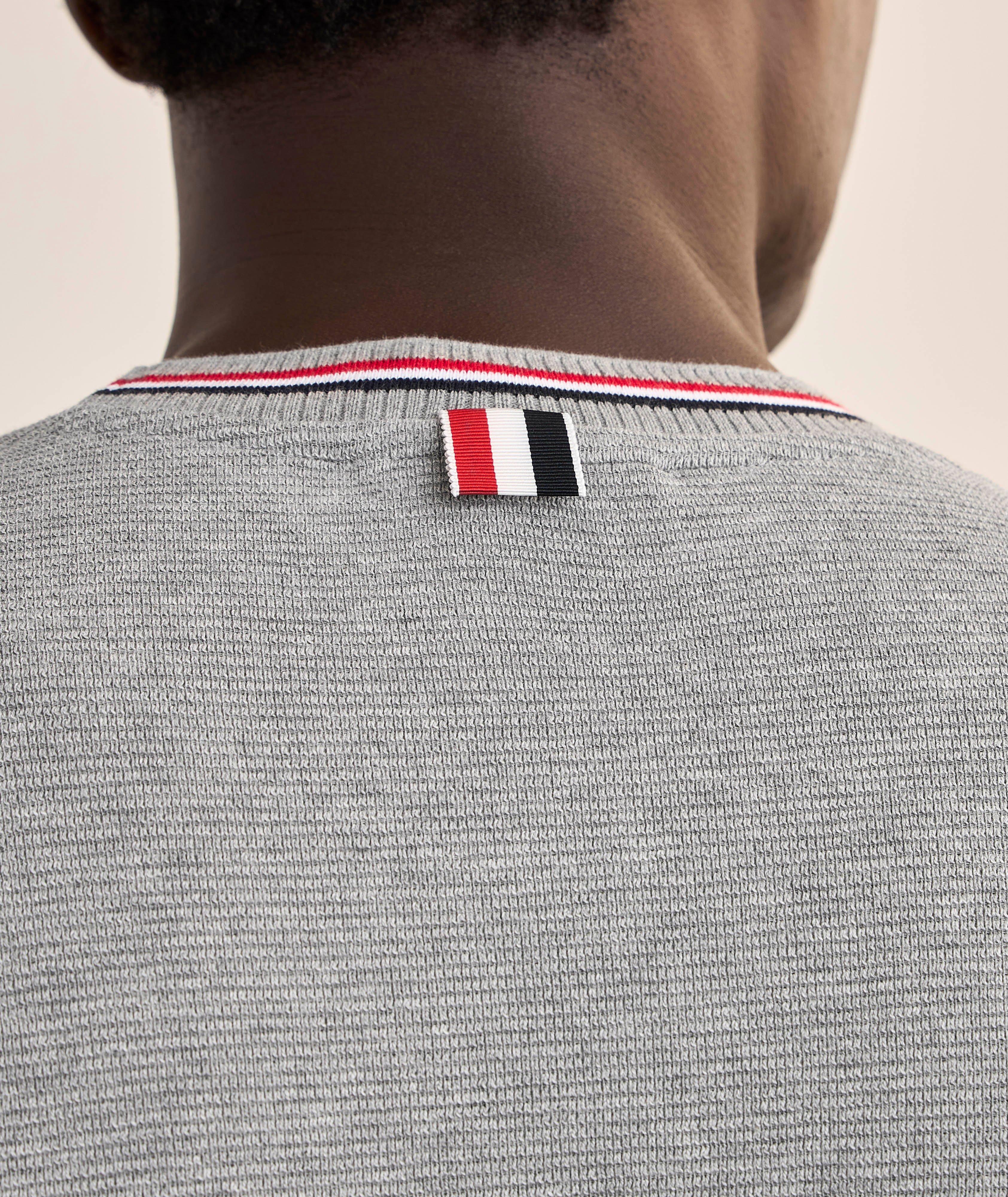 Striped Trim Cotton Waffle-Knit T-Shirt image 3