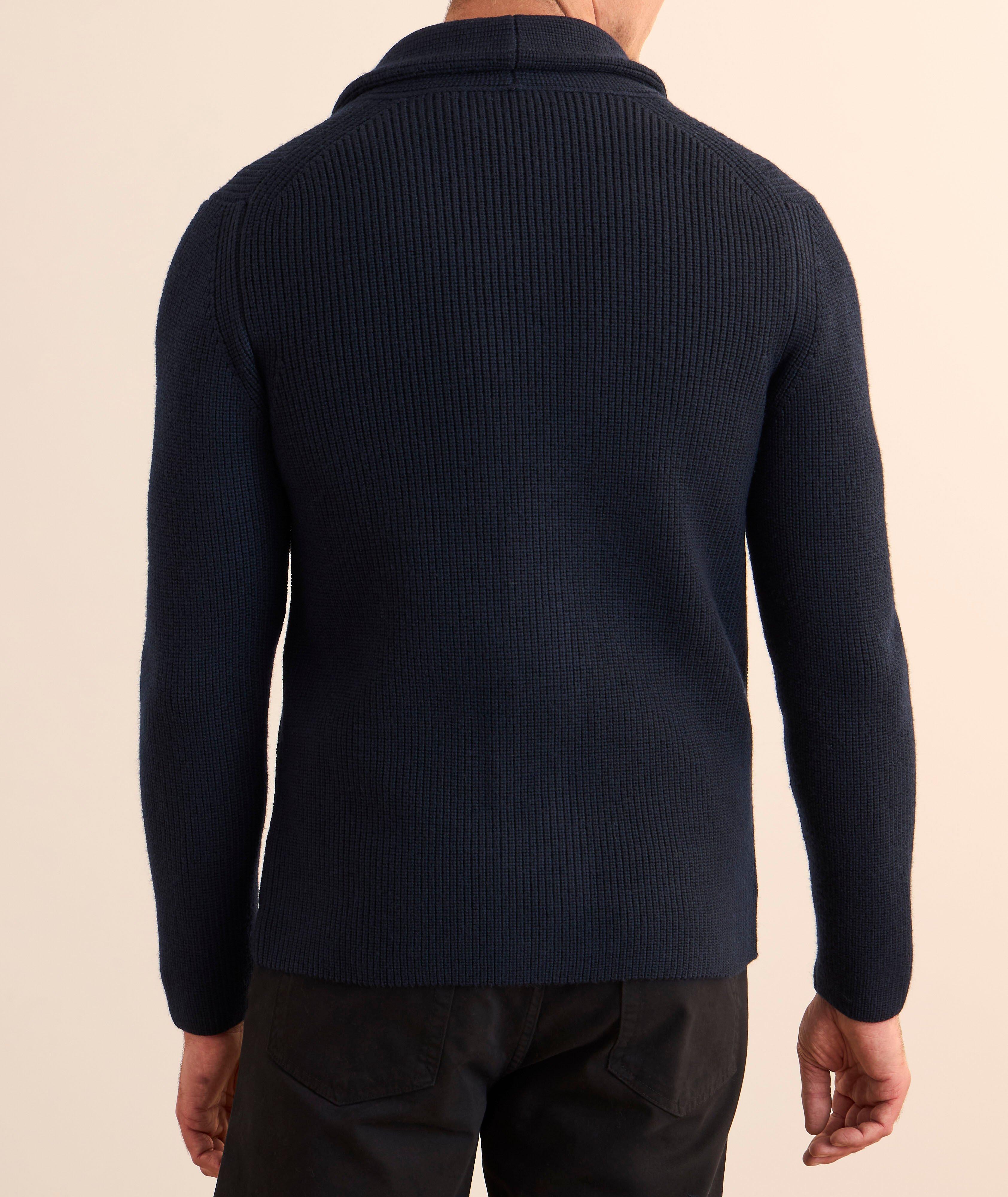 Cardigan à col châle en tricot côtelé de laine image 1