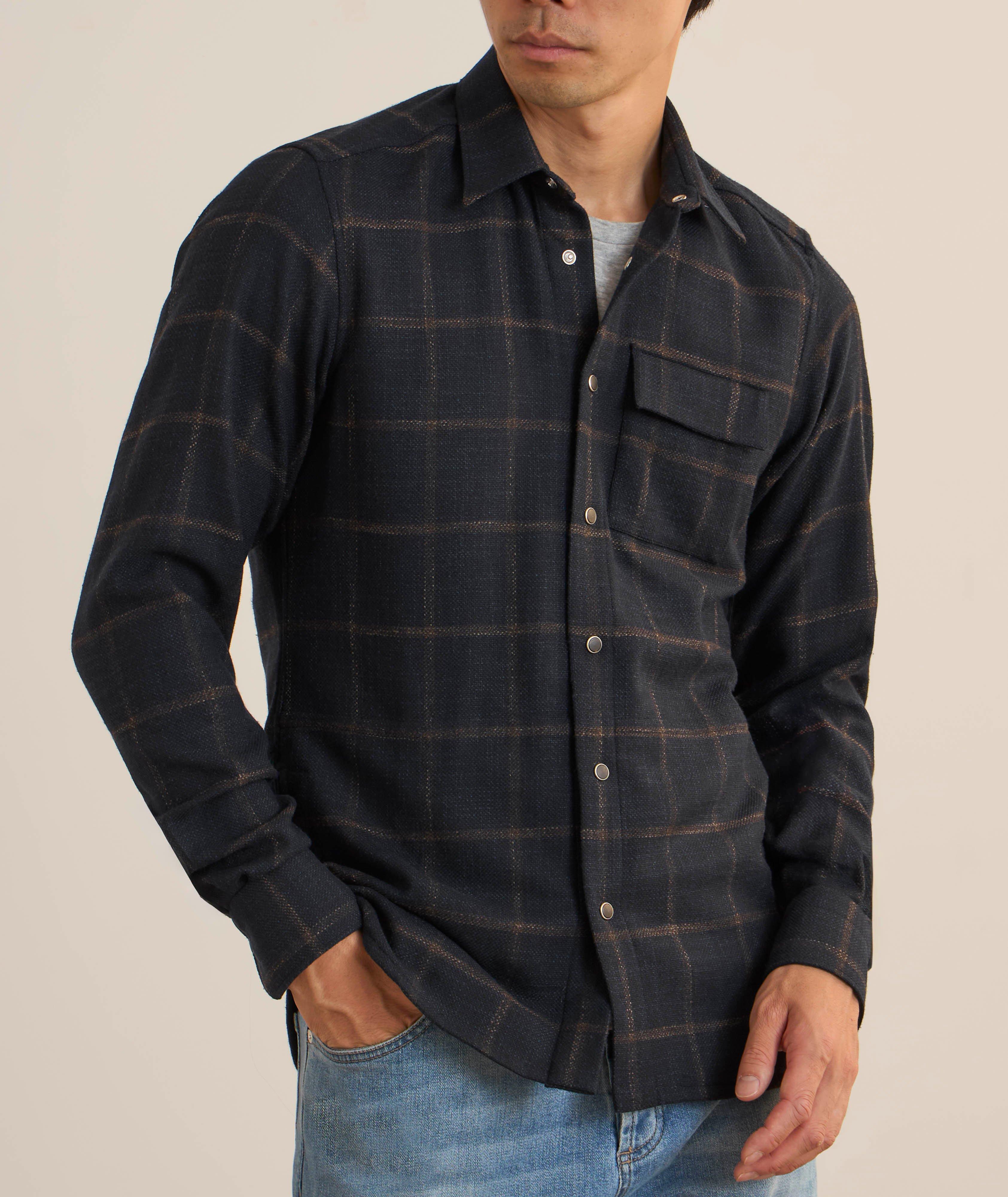 Windowpane Wool-Blend Overshirt image 1
