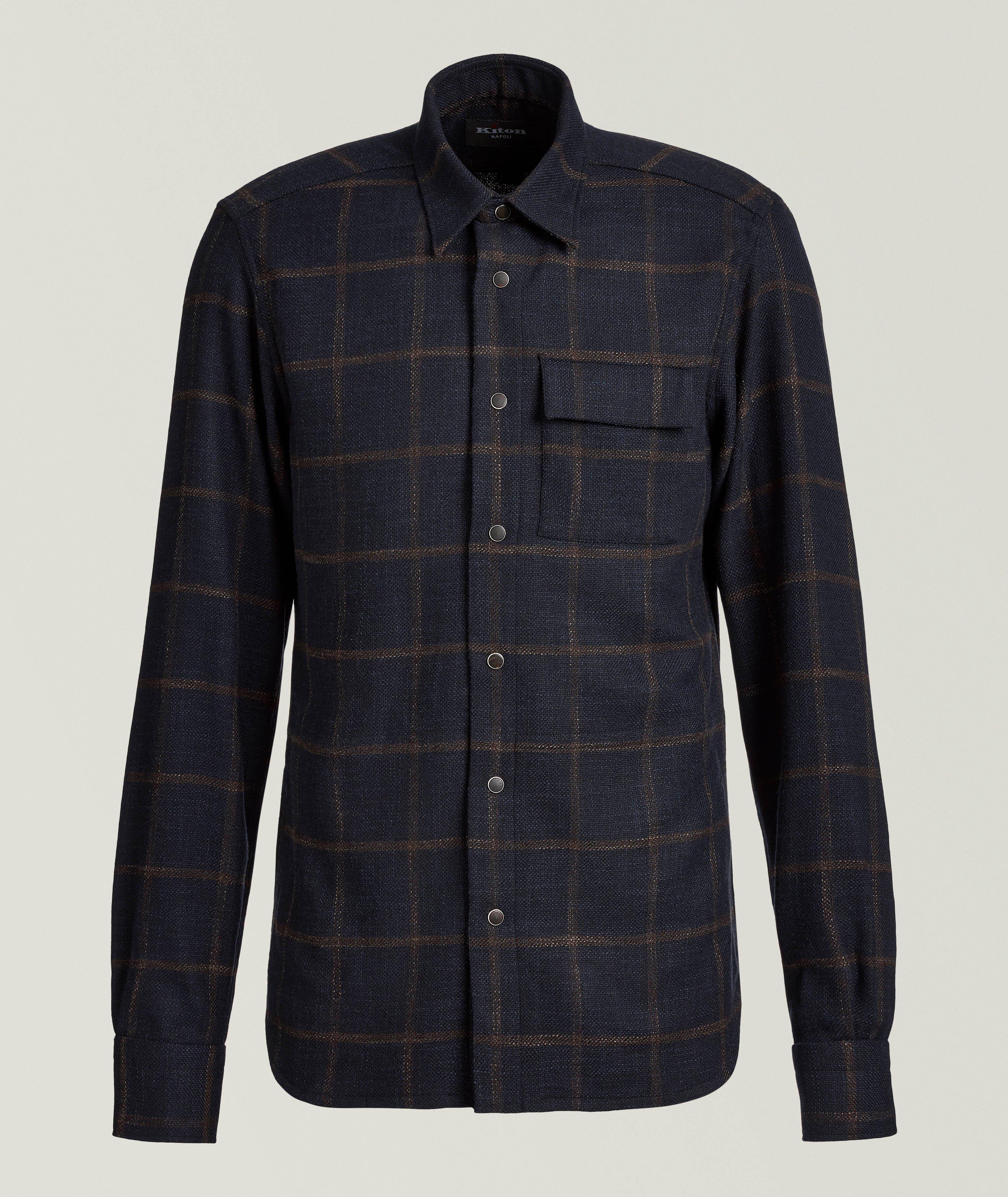 Windowpane Wool-Blend Overshirt image 0