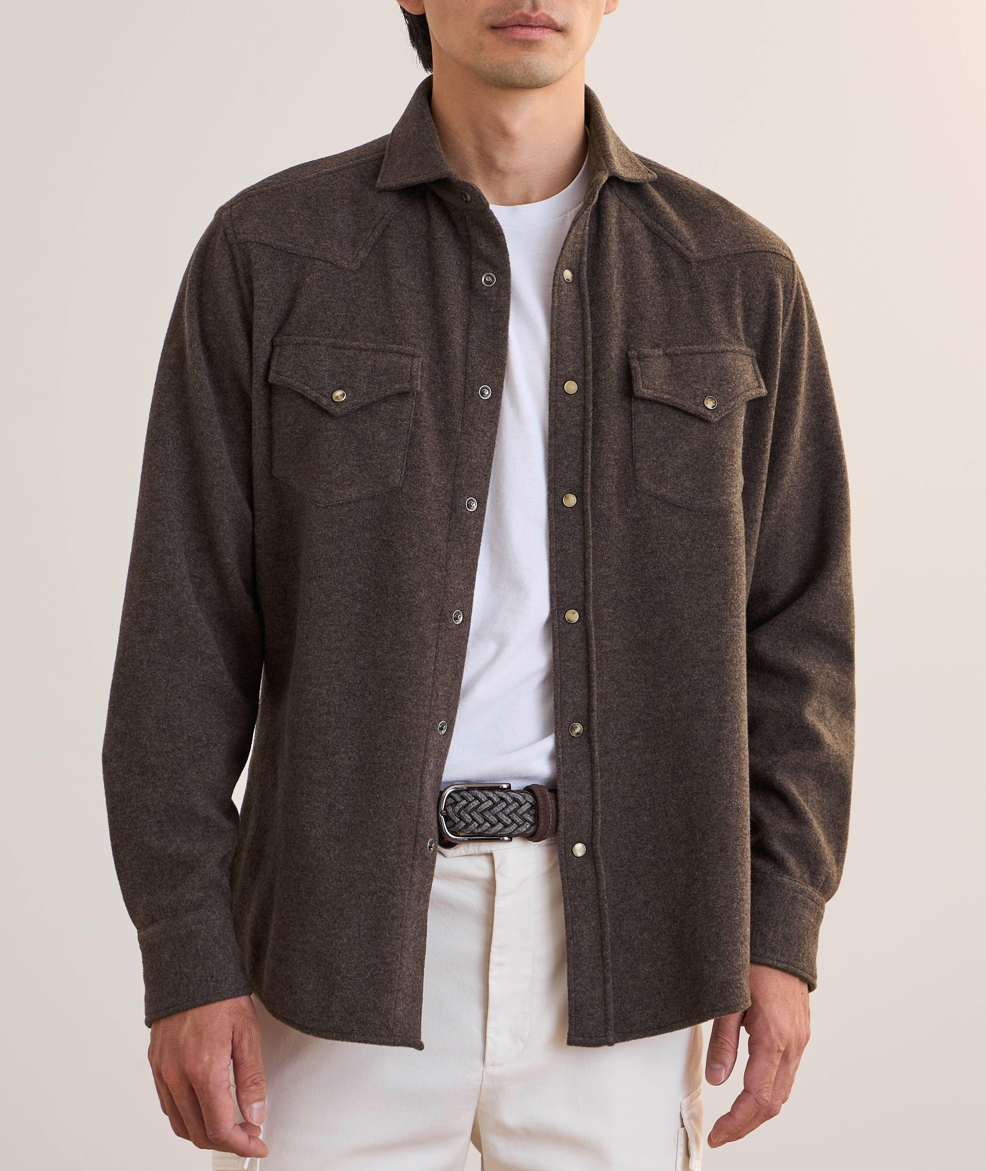 Easy-Fit Cashmere-Blend Western Overshirt image 1
