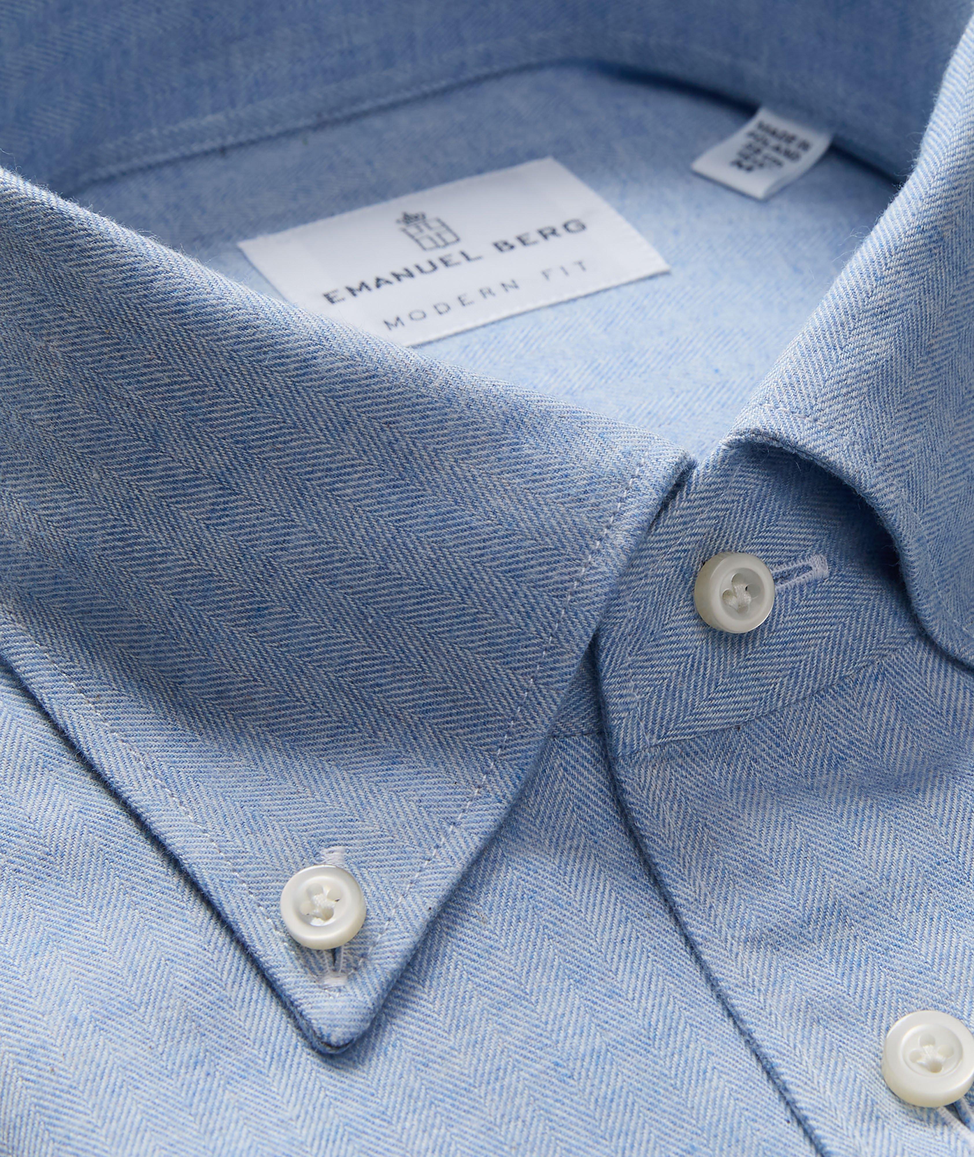 Chemise Bellagio en flanelle de coton à chevrons coupe classique image 1