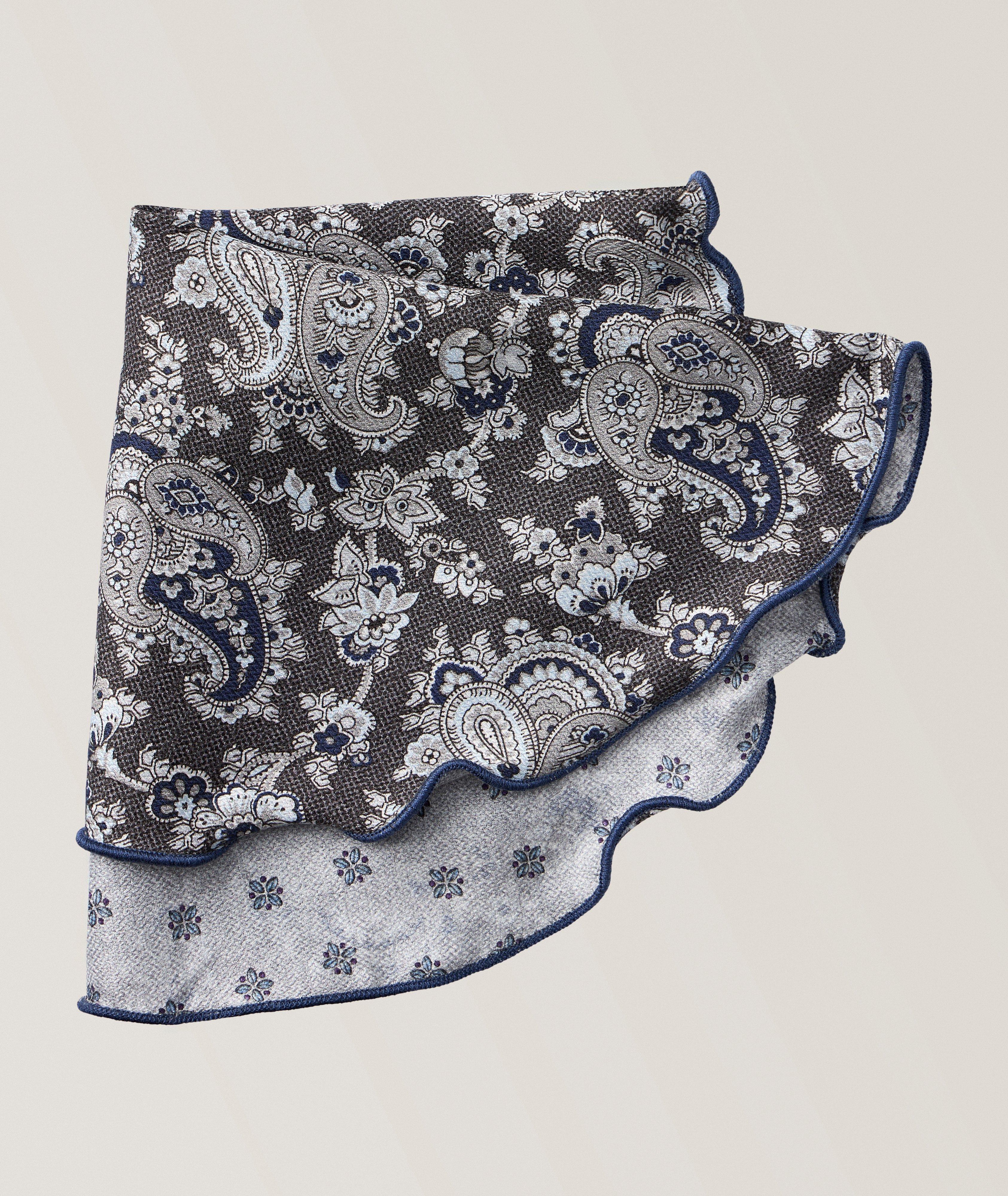 EDWARD ARMAH LIGHT GREY AND BLUE PAISLEY POCKET ROUND image 0