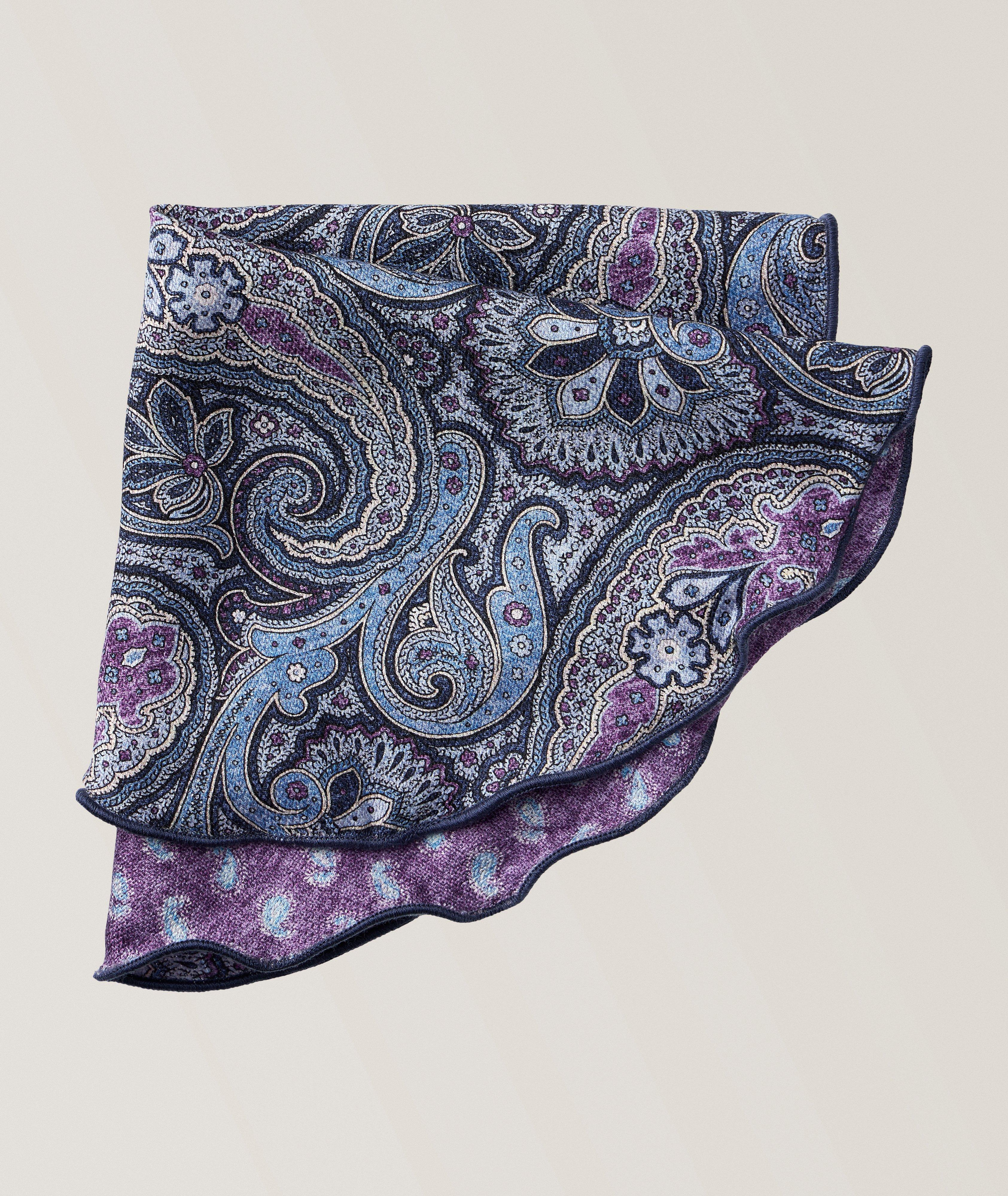EDWARD ARMAH PURPLE AND BLUE PAISLEY POCKET ROUND image 0