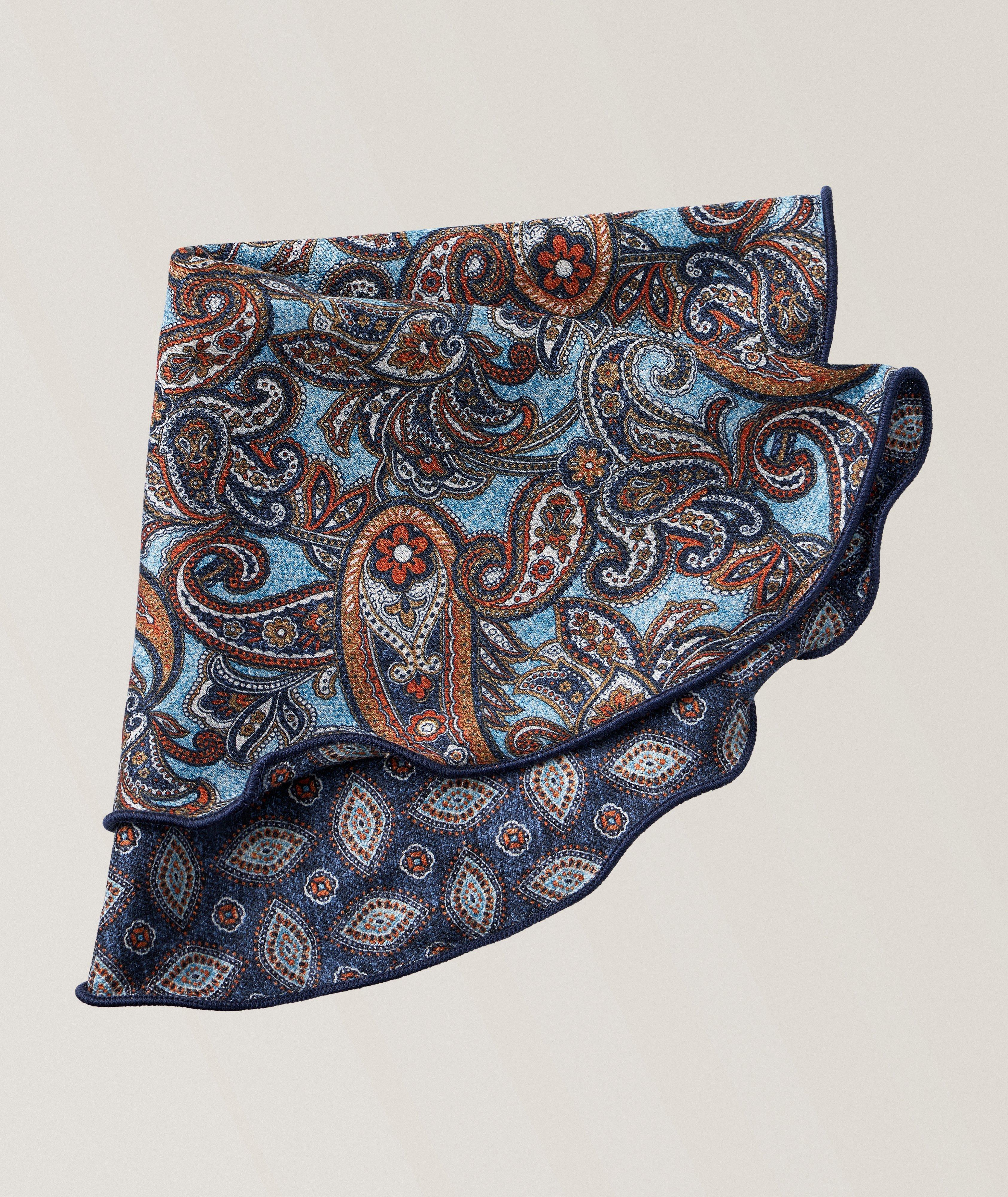 EDWARD ARMAH ORANGE AND BLUE PAISELY POCKET ROUND image 0