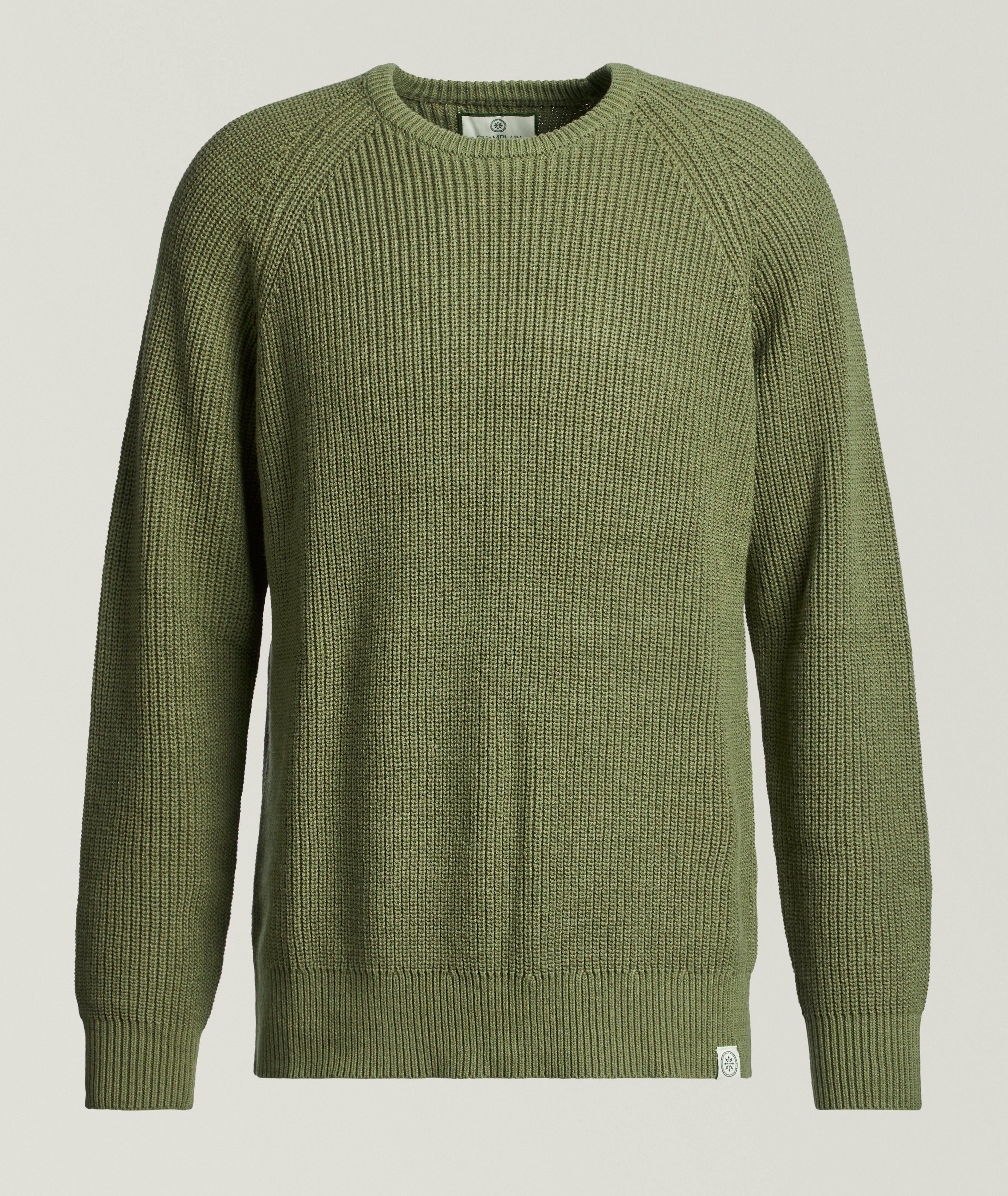 Cotton-Blend Raglan Fisherman Sweater image 0