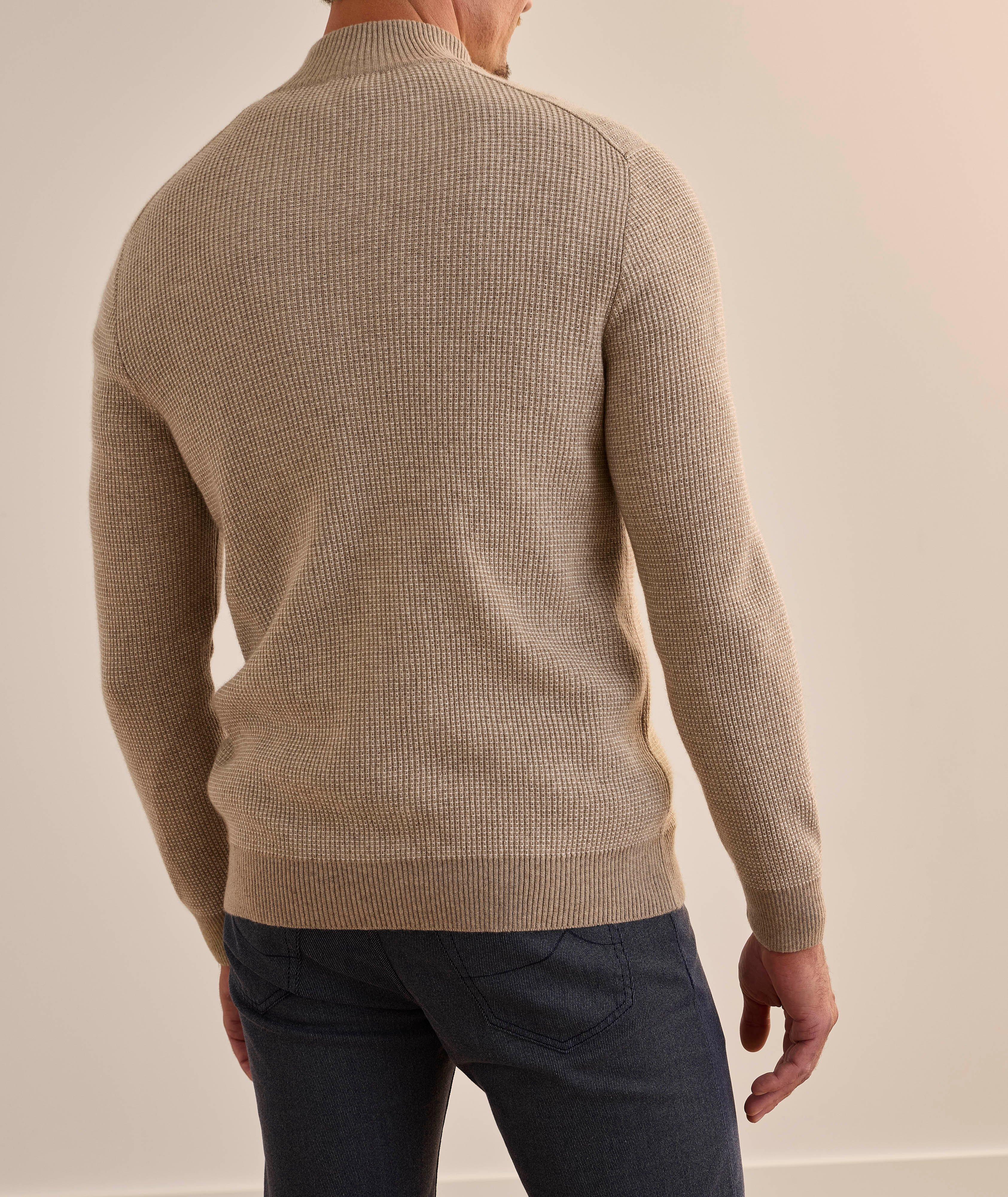 Cashmere Square Knit Full-Zip Sweater image 2