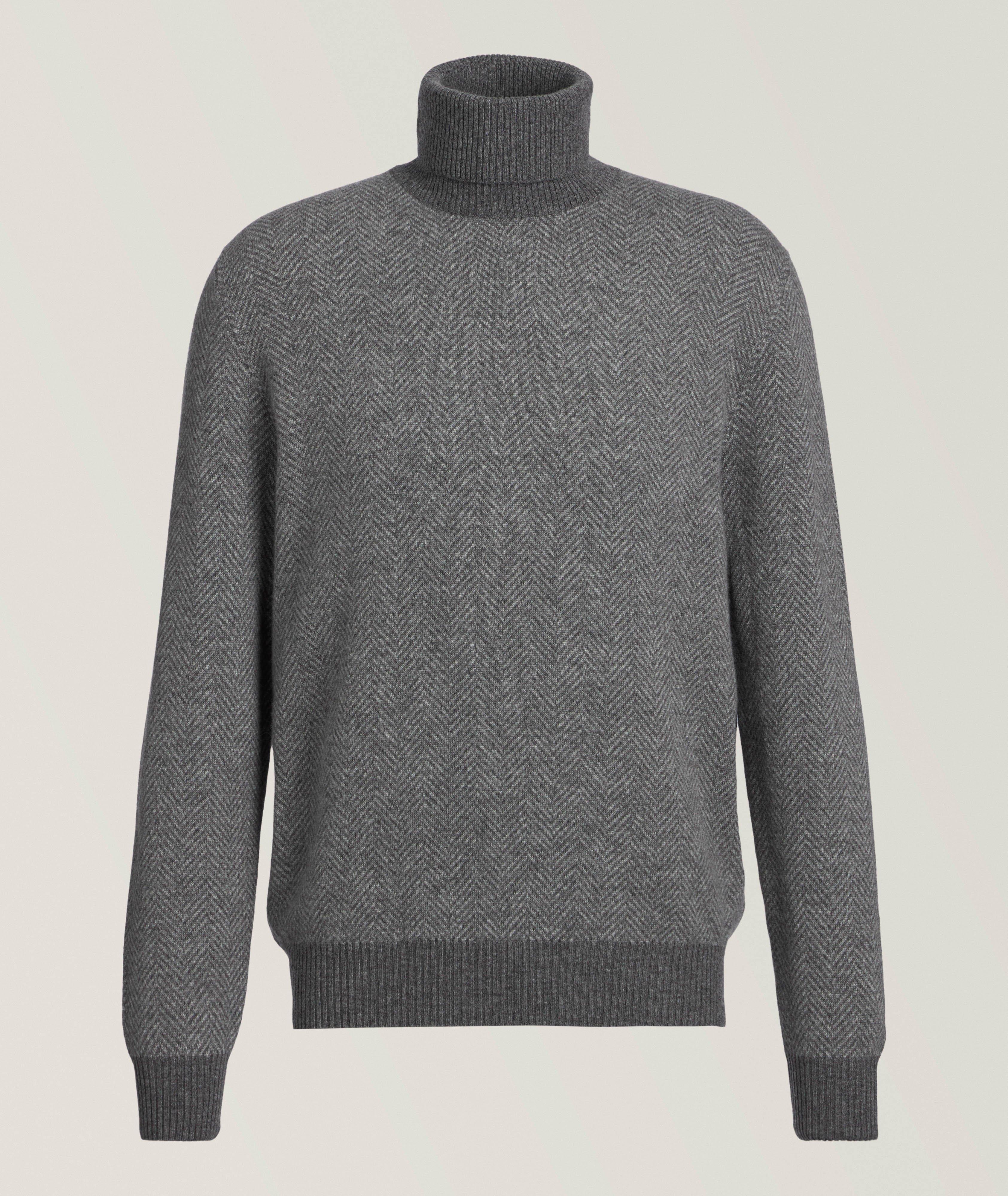 Settefili Herringbone Cashmere Turtleneck Sweater