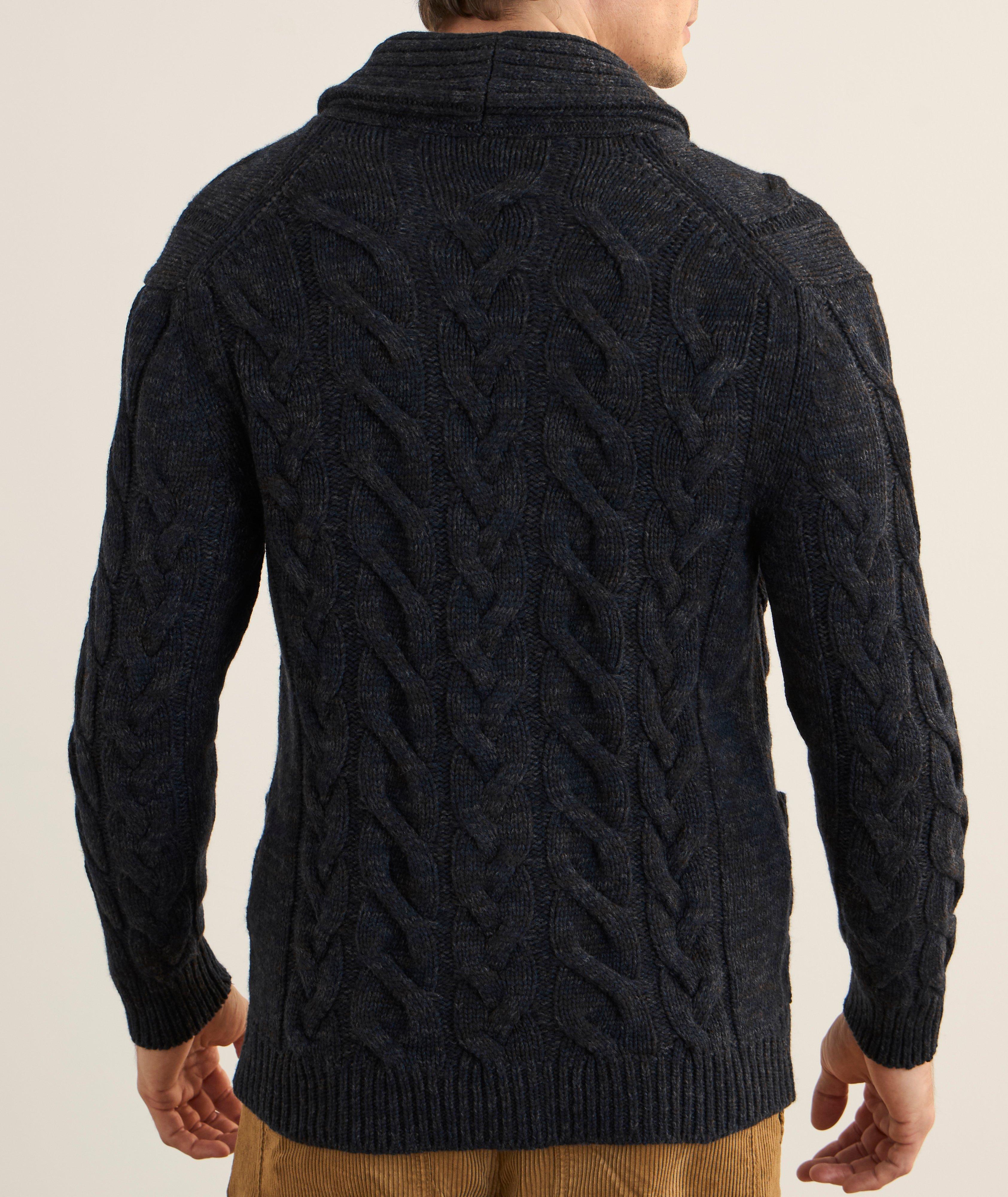 Mélange Cable Knit Shawl Collar Cardigan image 2