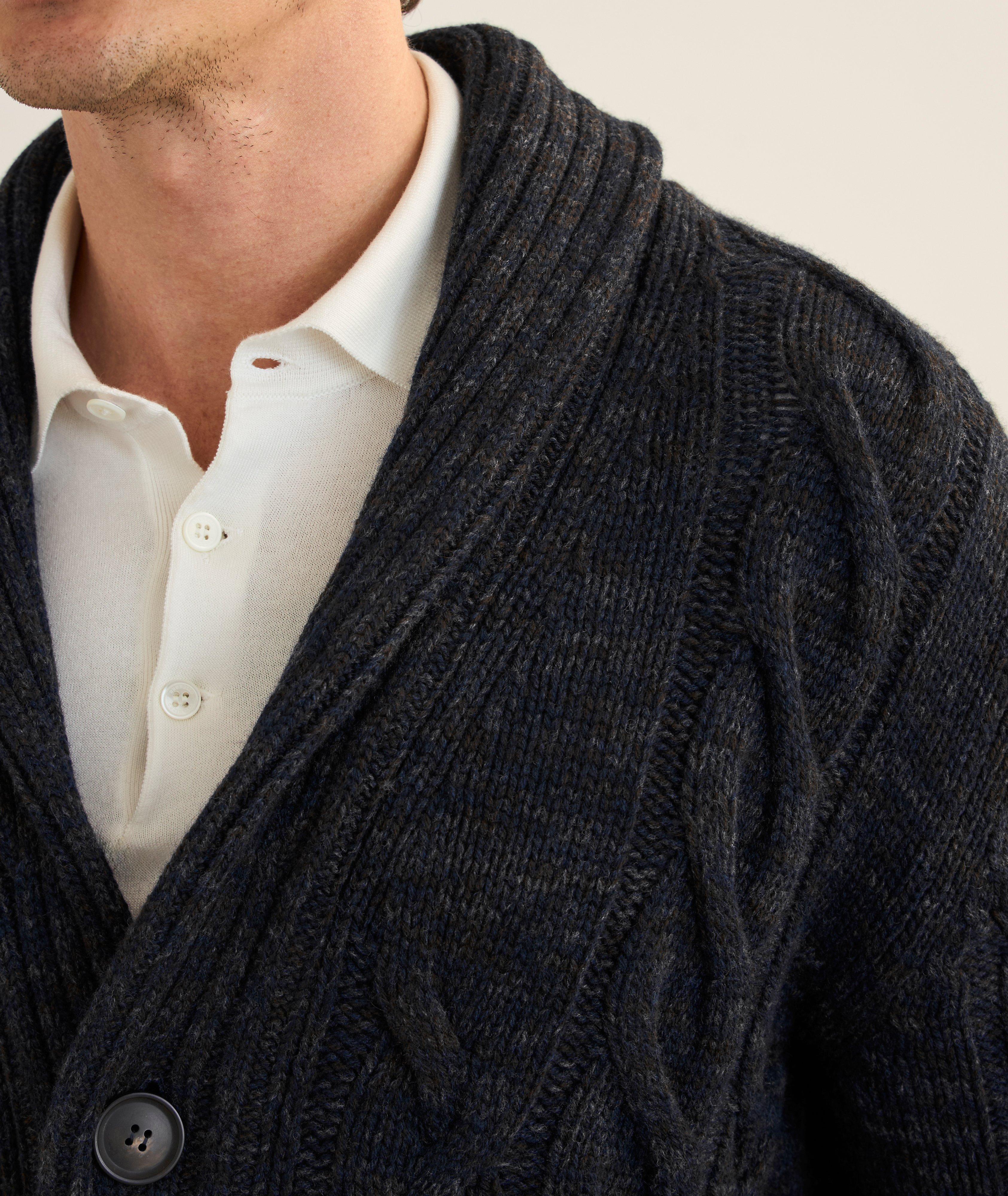 Mélange Cable Knit Shawl Collar Cardigan image 3