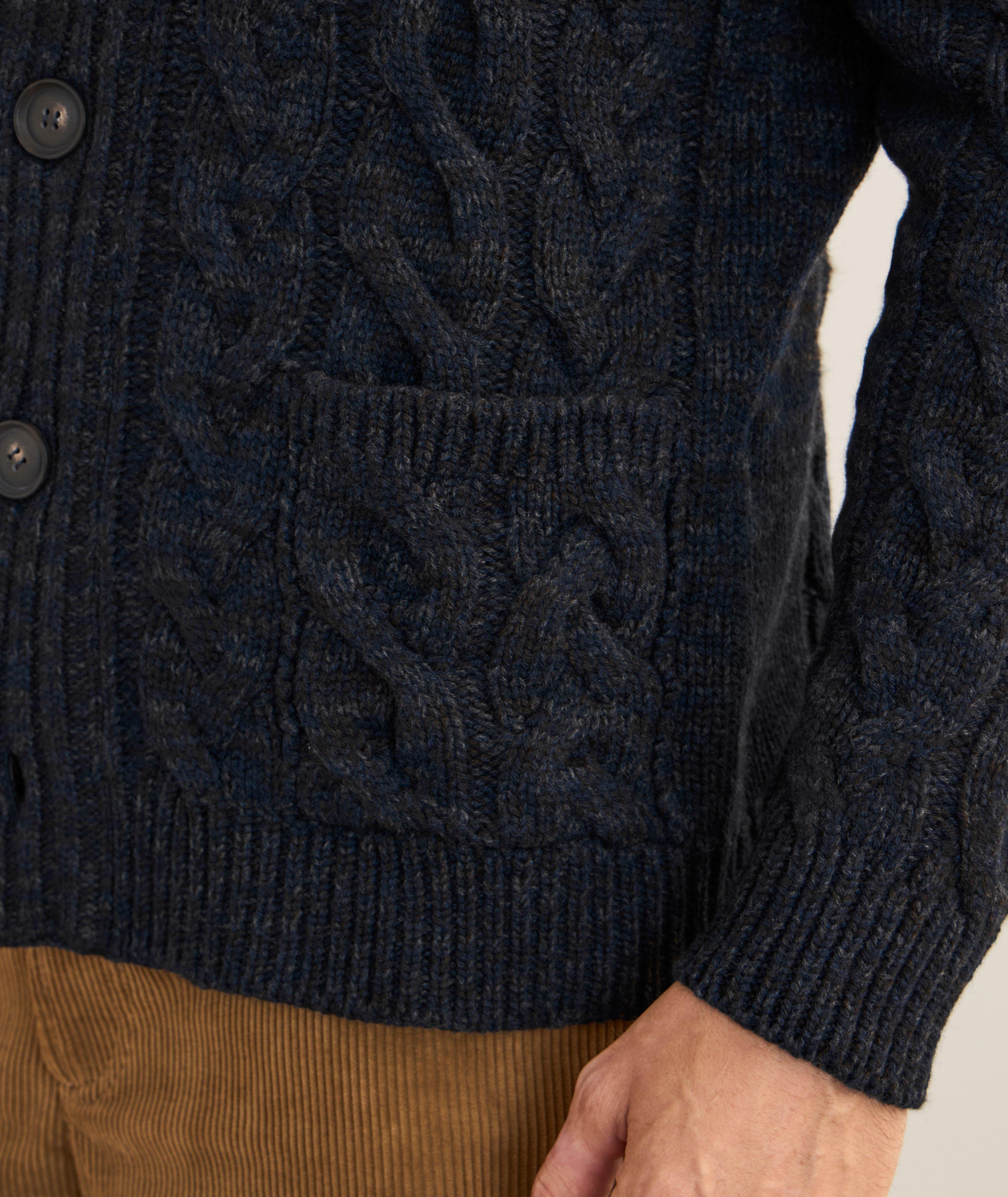 Mélange Cable Knit Shawl Collar Cardigan image 4