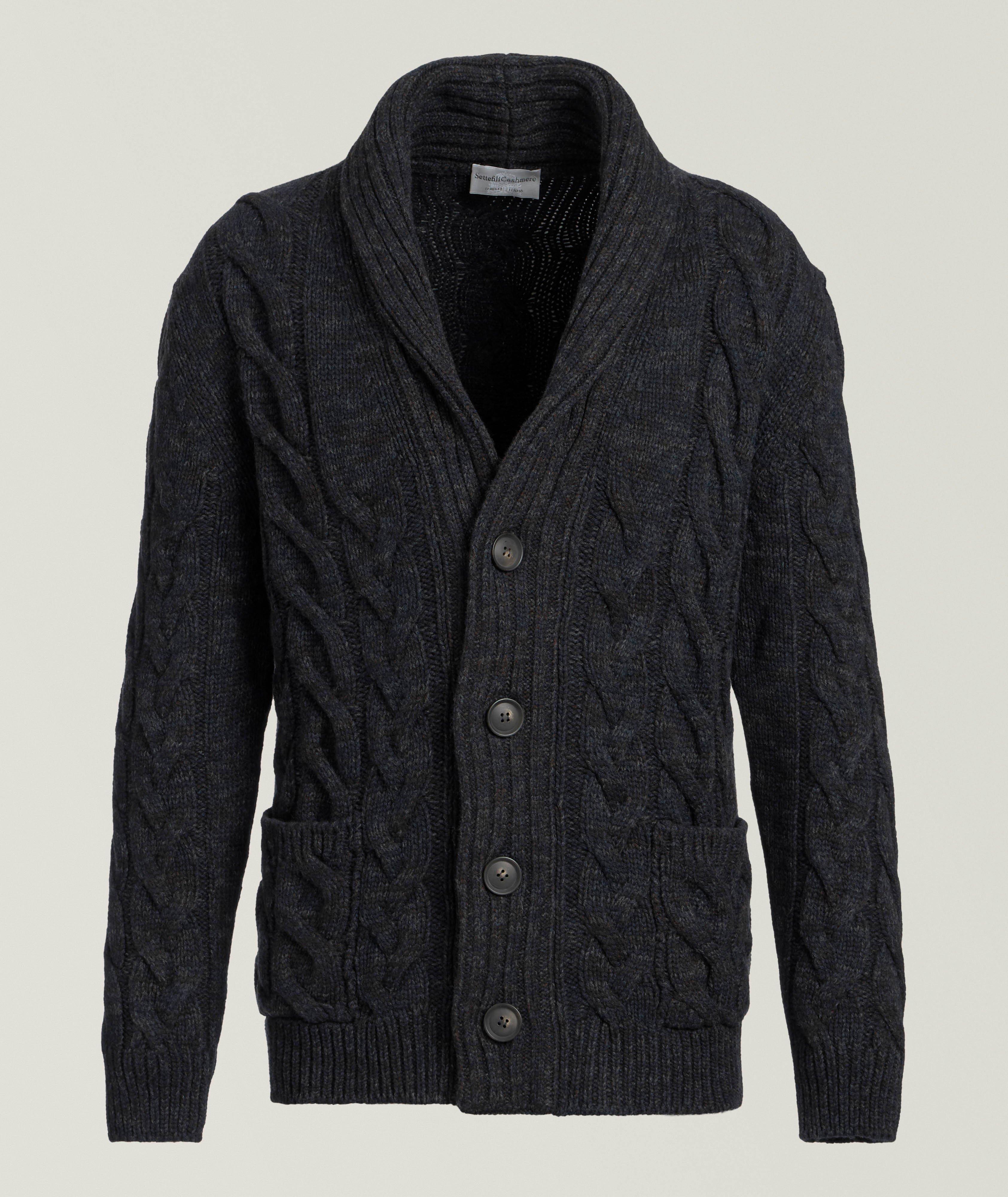 Mélange Cable Knit Shawl Collar Cardigan image 0