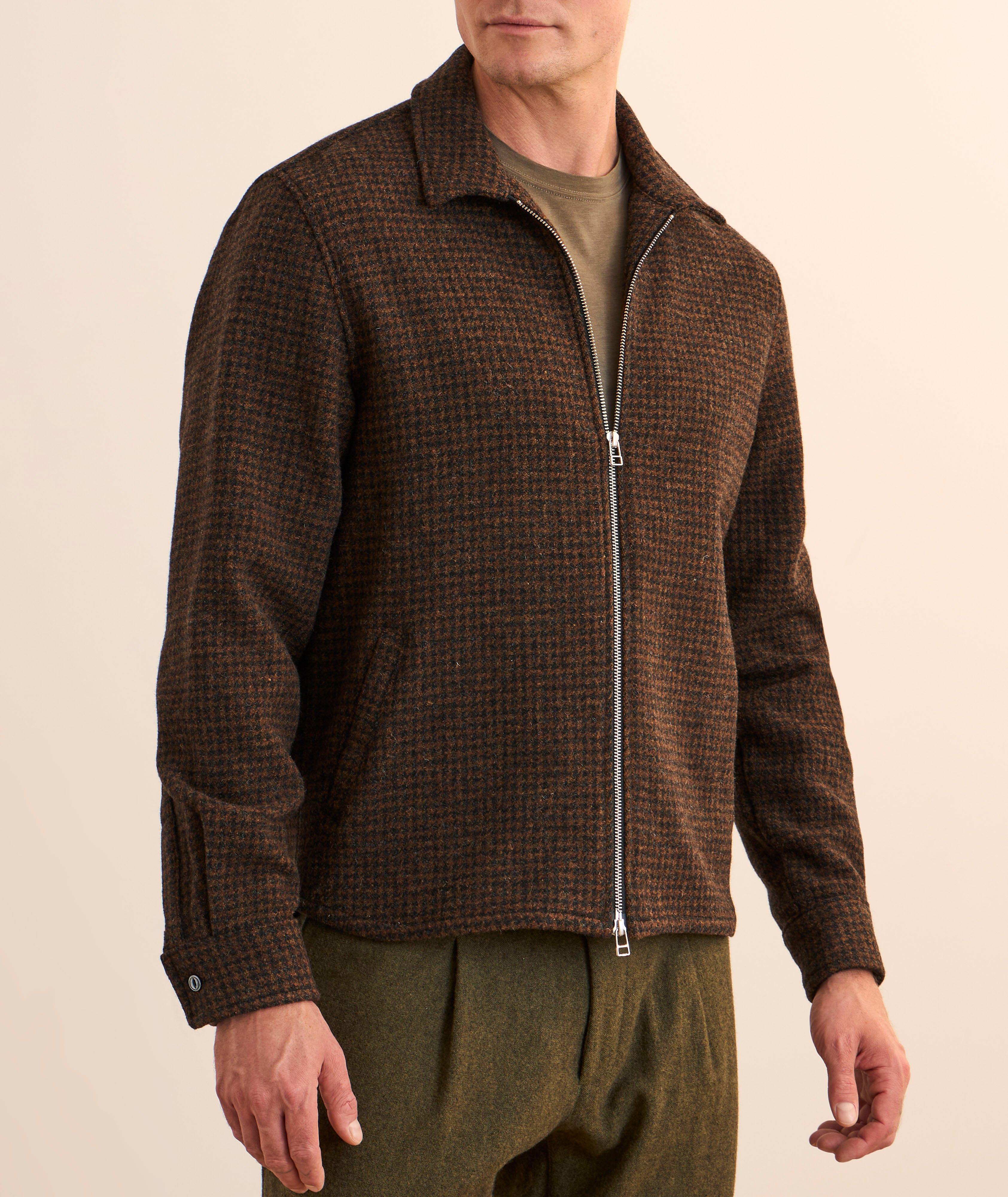 Houndstooth Wool Zip Overshirt  image 1