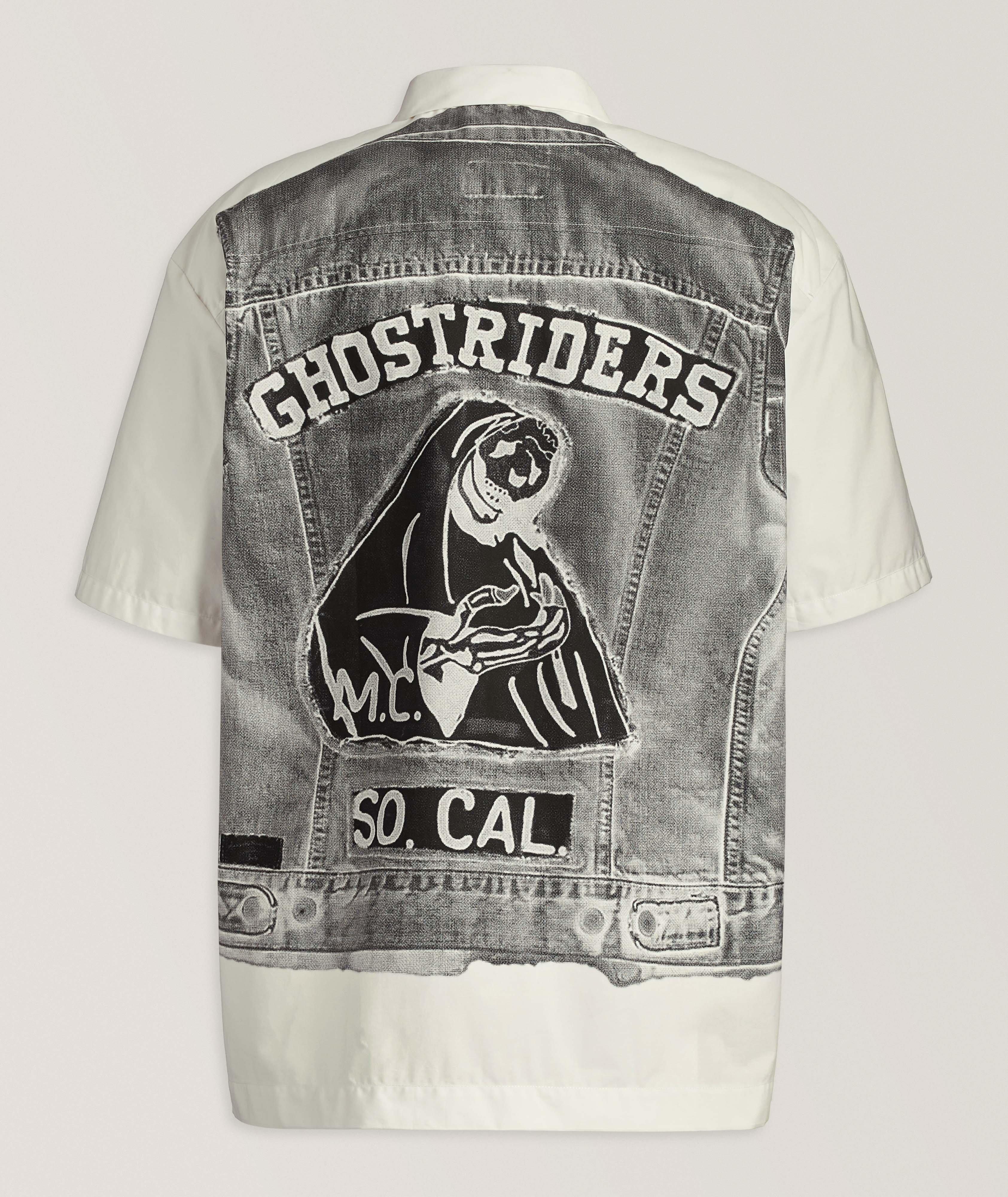 Chemise en coton avec image de style moto image 1