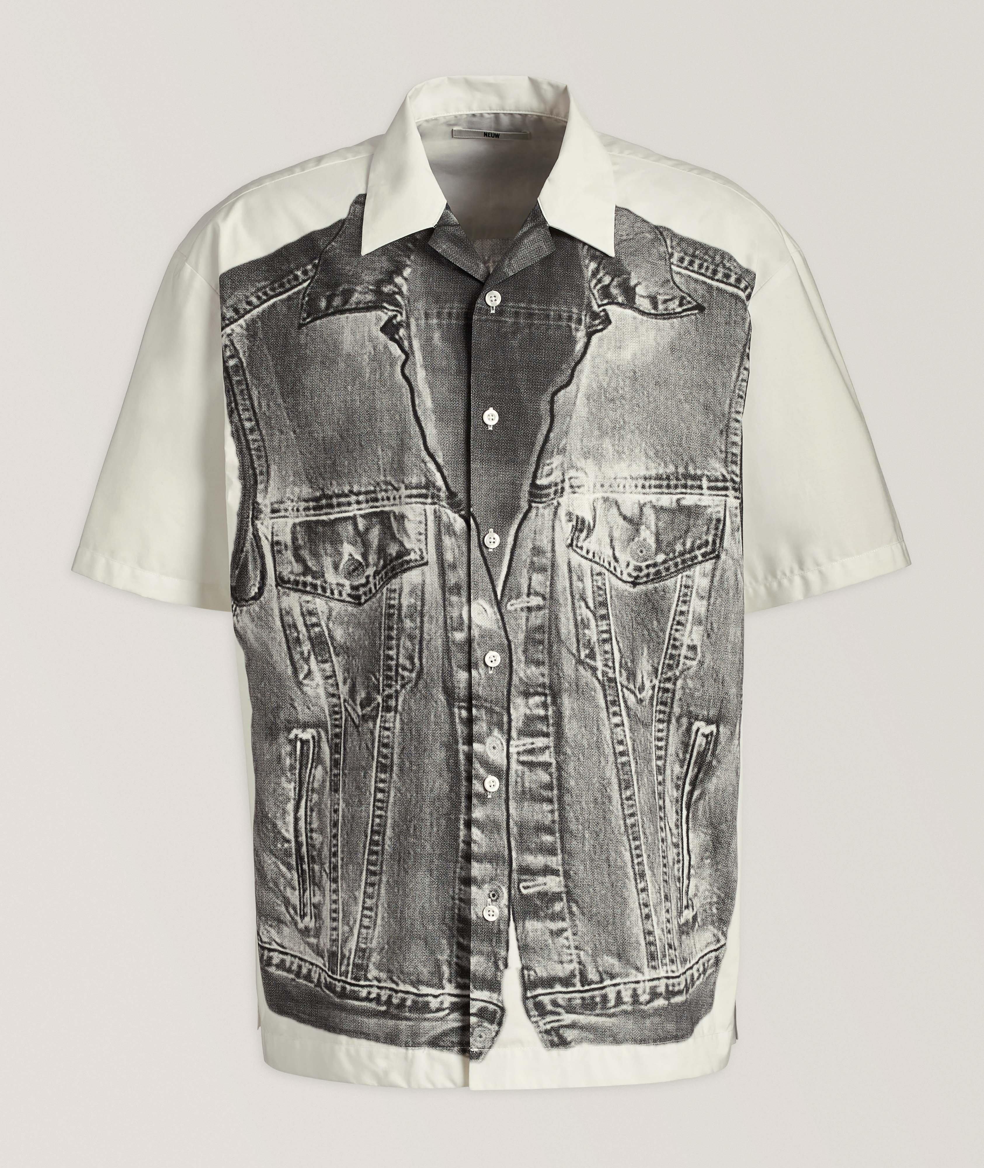 Chemise en coton avec image de style moto image 0