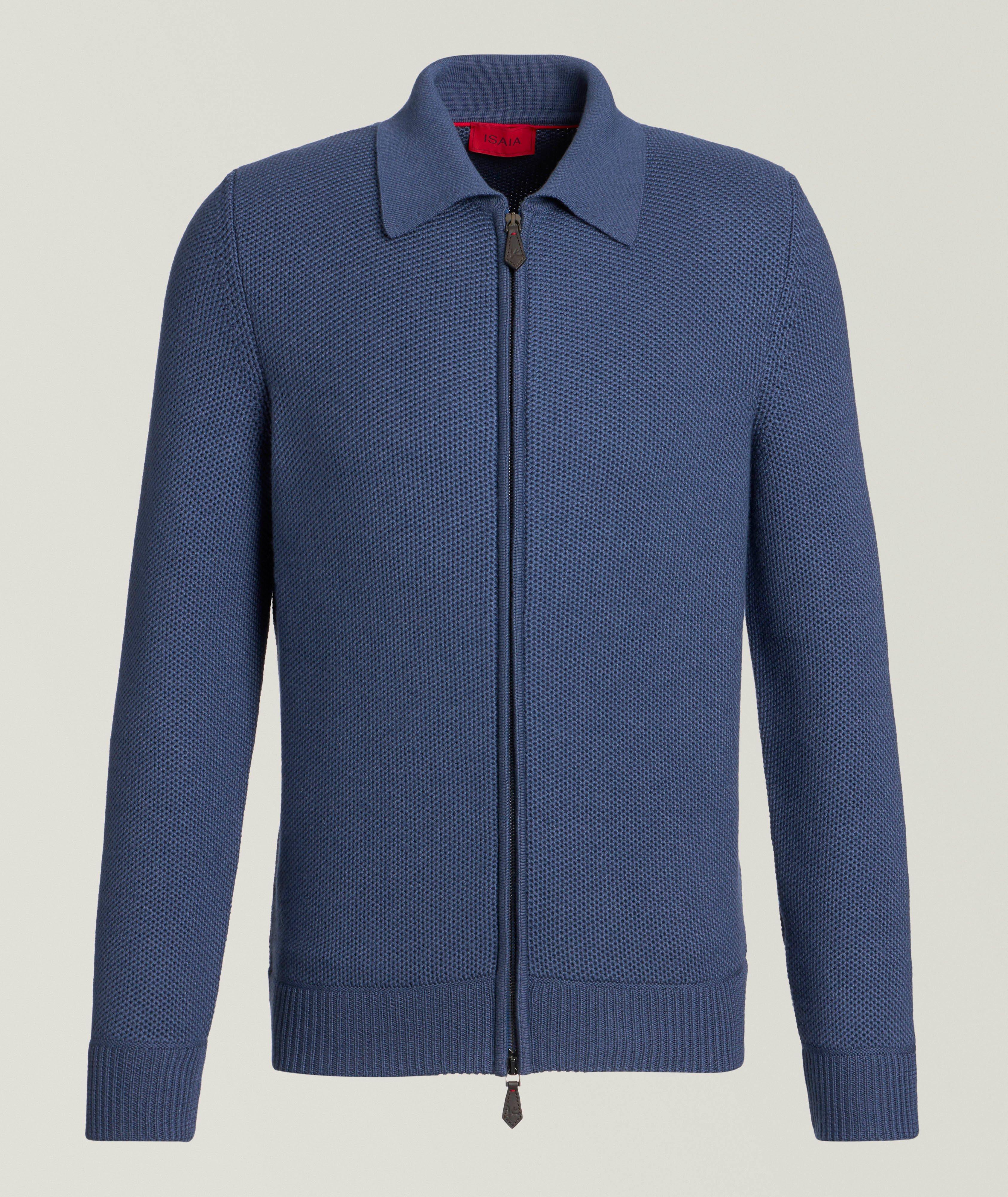 Textured Wool-Blend Full-Zip Cardigan image 0