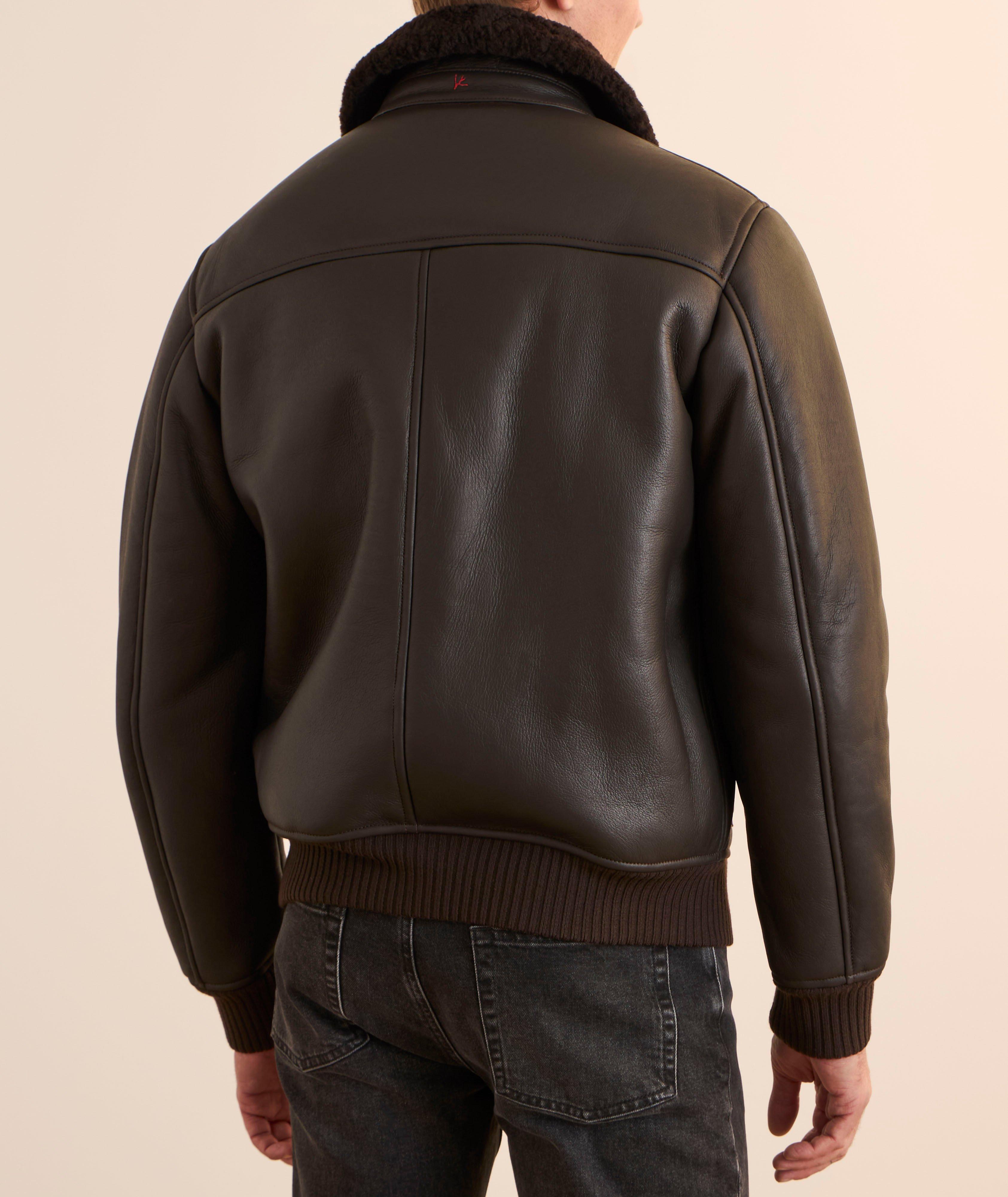 Shearling-Lined Leather Aviator Bomber image 1