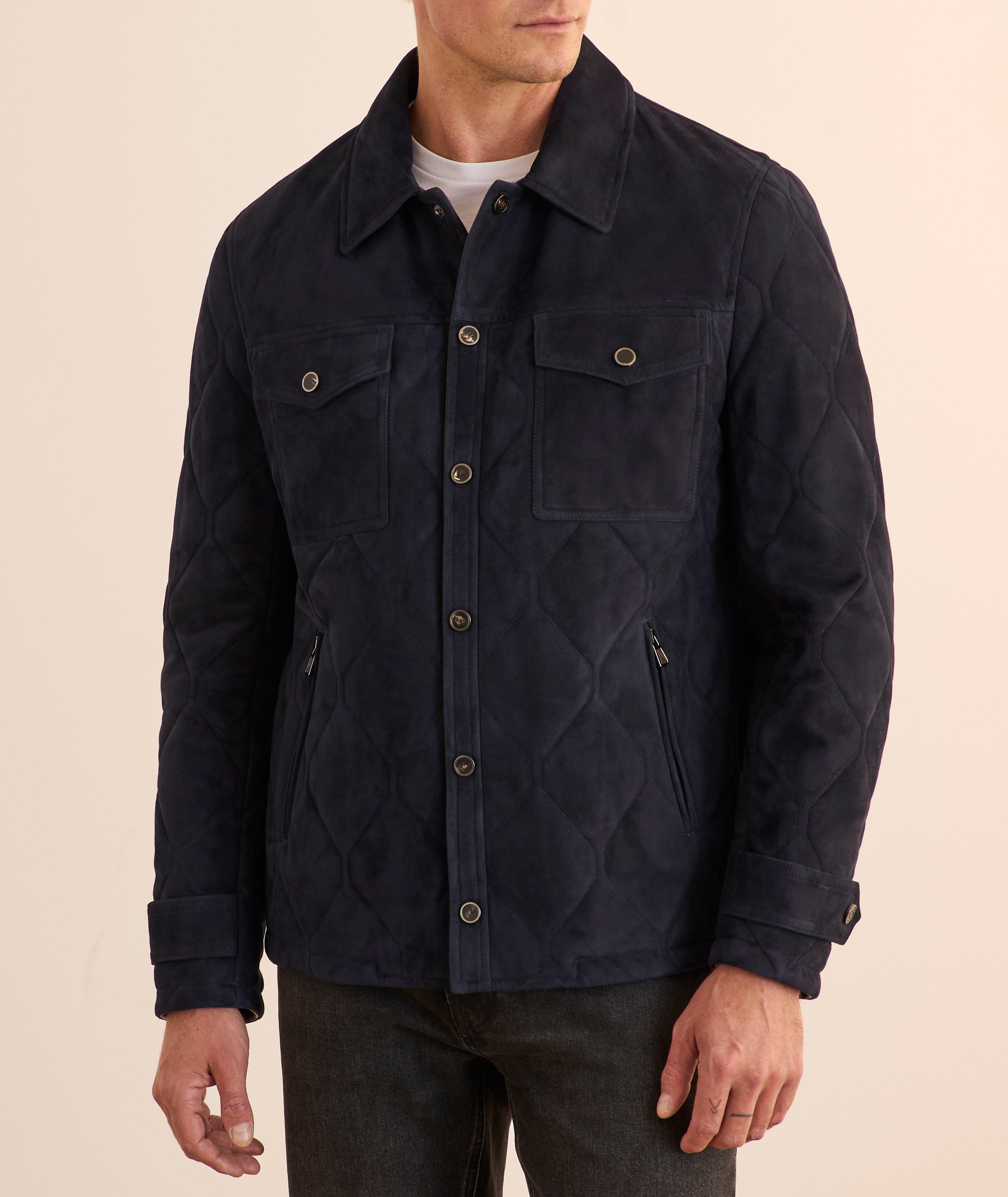 Suede Quilted Shirt Jacket image 1