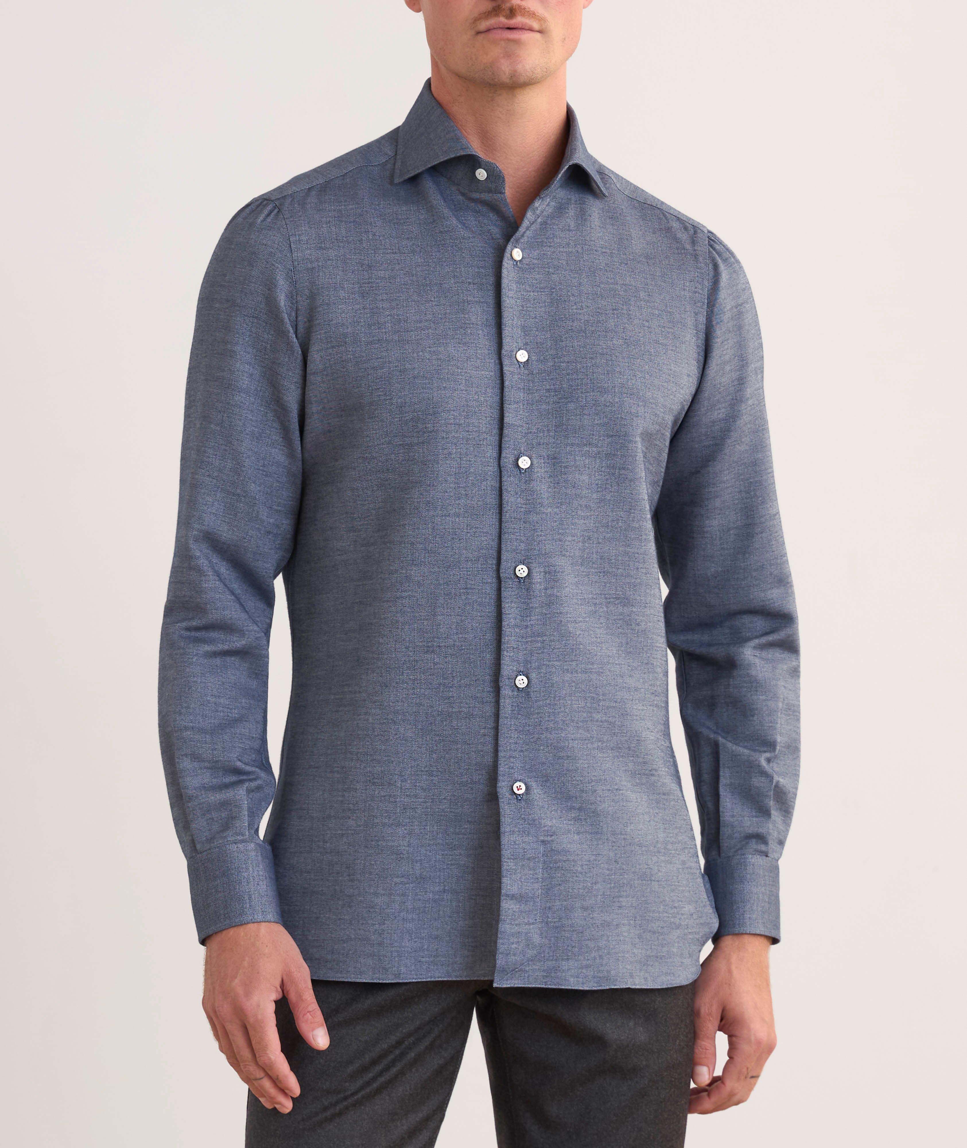 Brushed Cotton-Silk Dress Shirt image 1