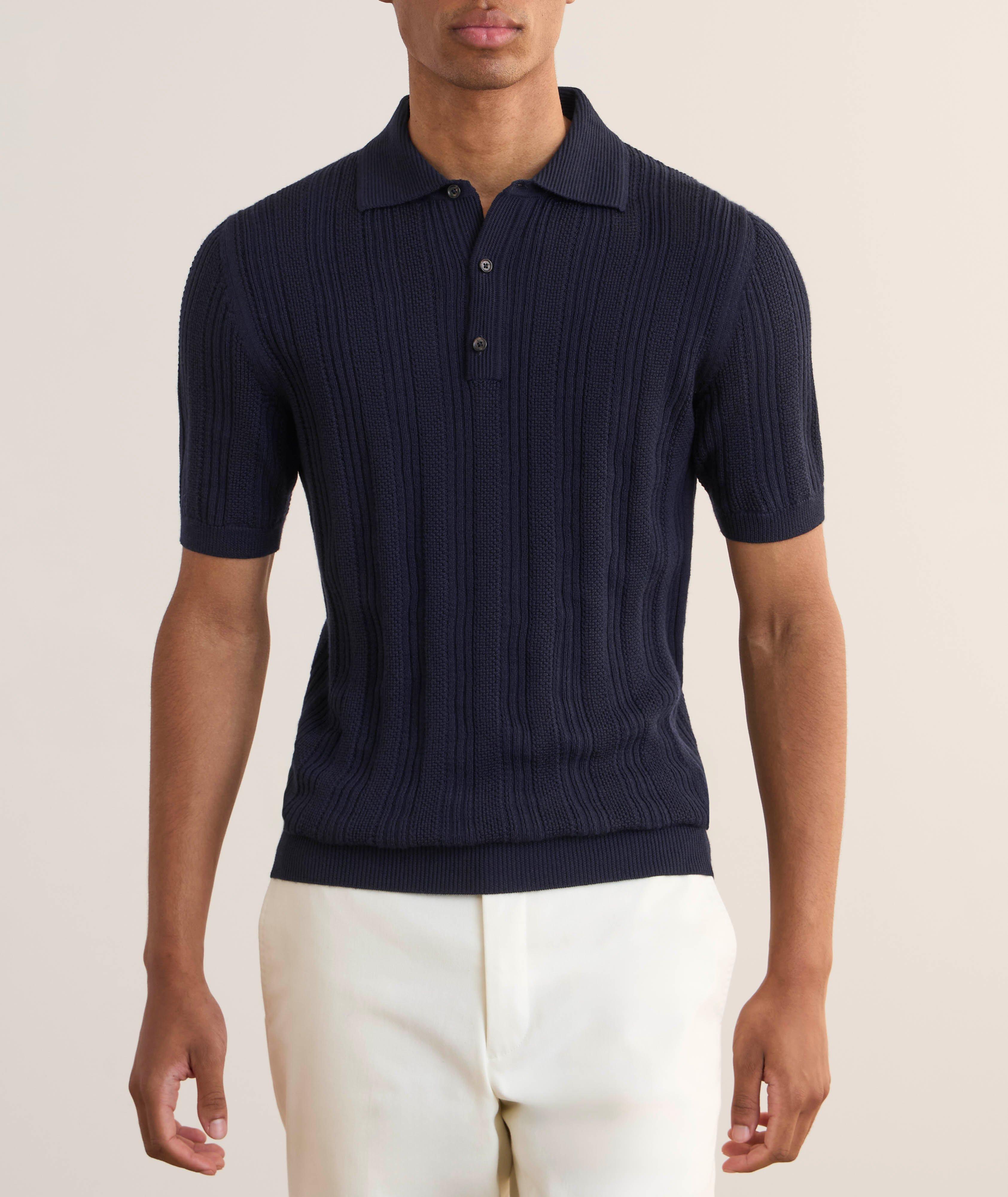 Textured Cashmere-Silk Knit Polo  image 1