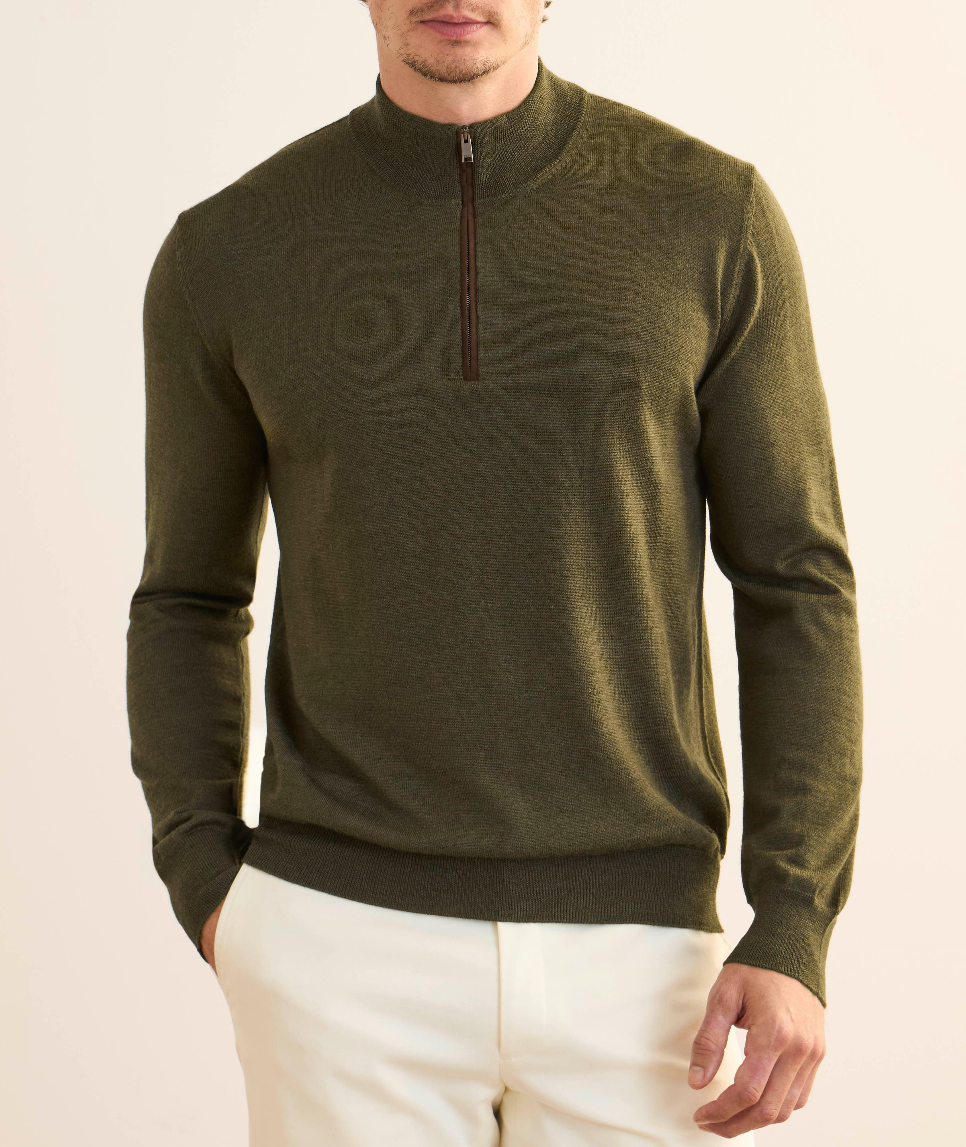 Pull en laine mérinos à fermeture éclair quart de longueur image 1