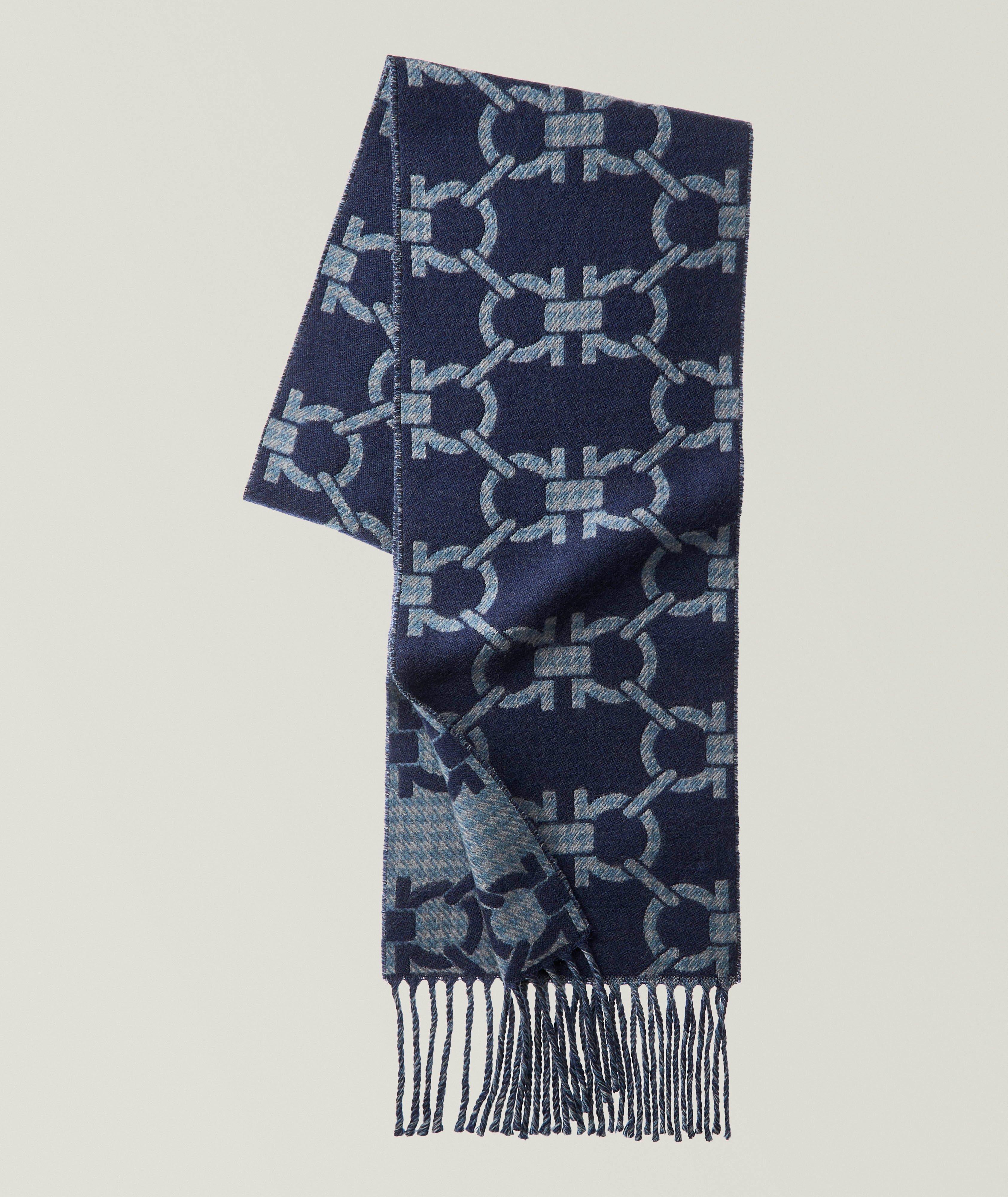 Houndstooth Wool Reversible Gancini Scarf image 0
