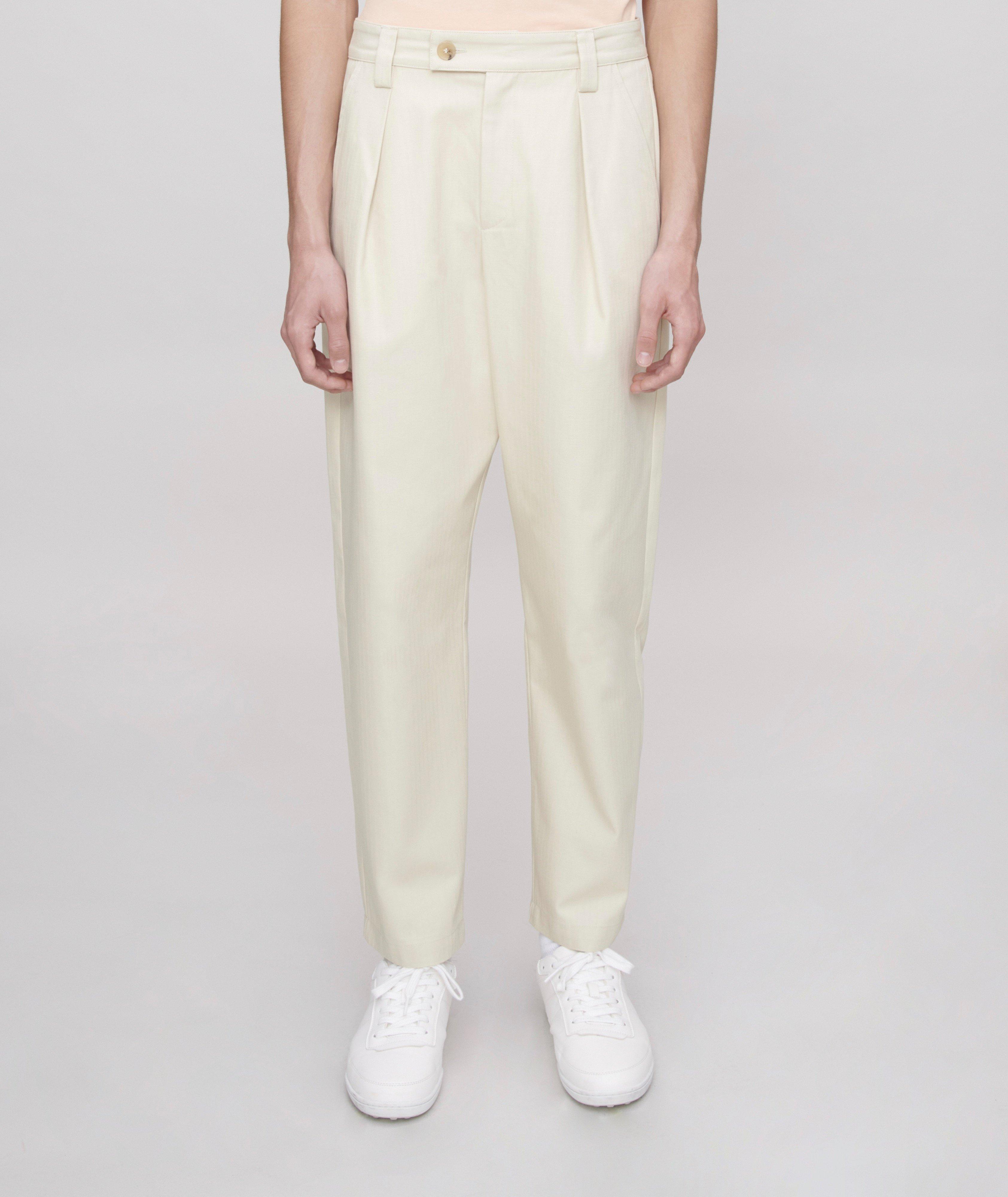 Renato Herringbone Pleated Chino Pants image 2